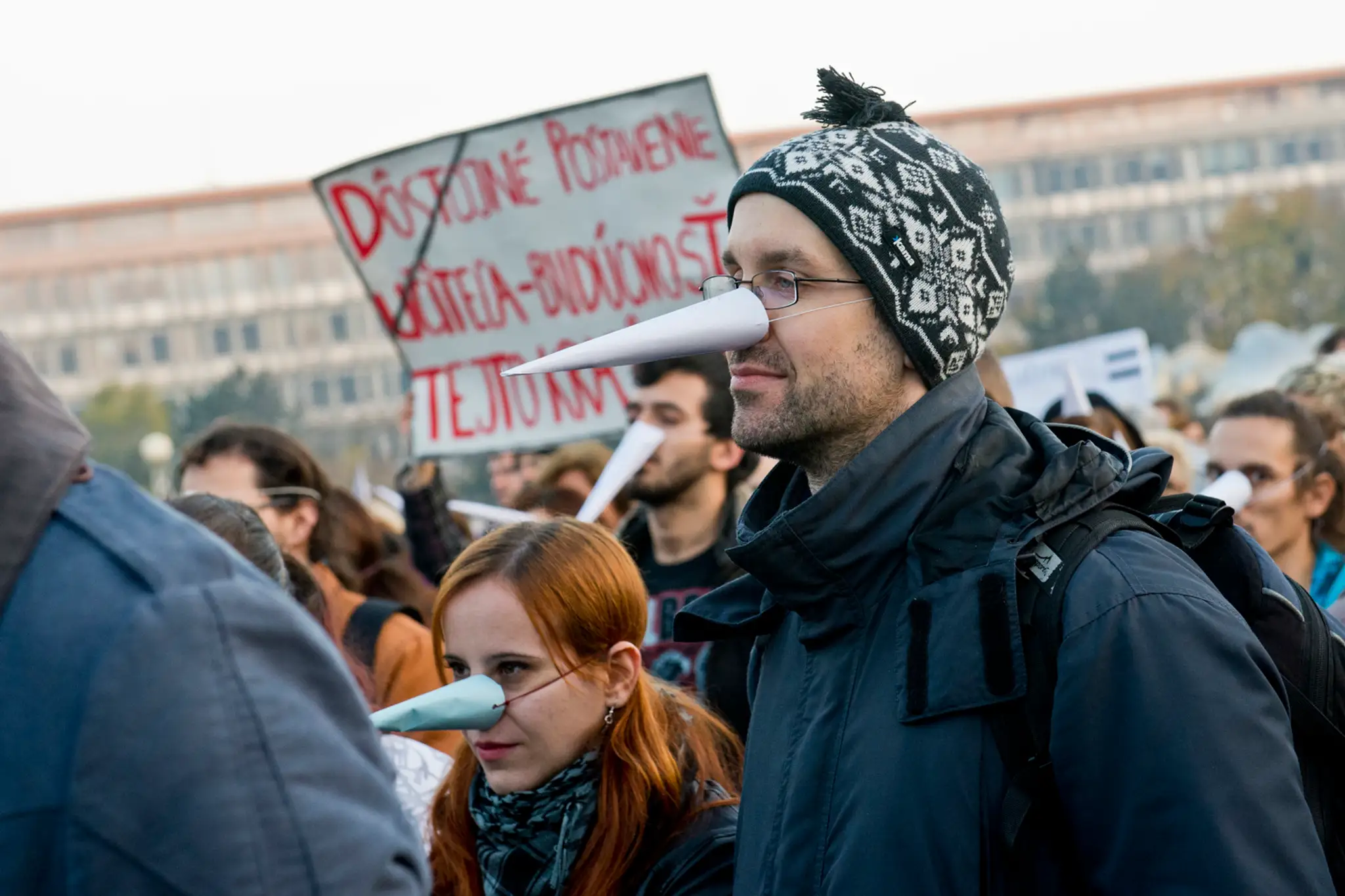 Z podujatia Zraz dlhých nosov, ktorým chcú pedagógovia vyjadriť svoju nespokojnosť so súčasnou situáciou v školstve