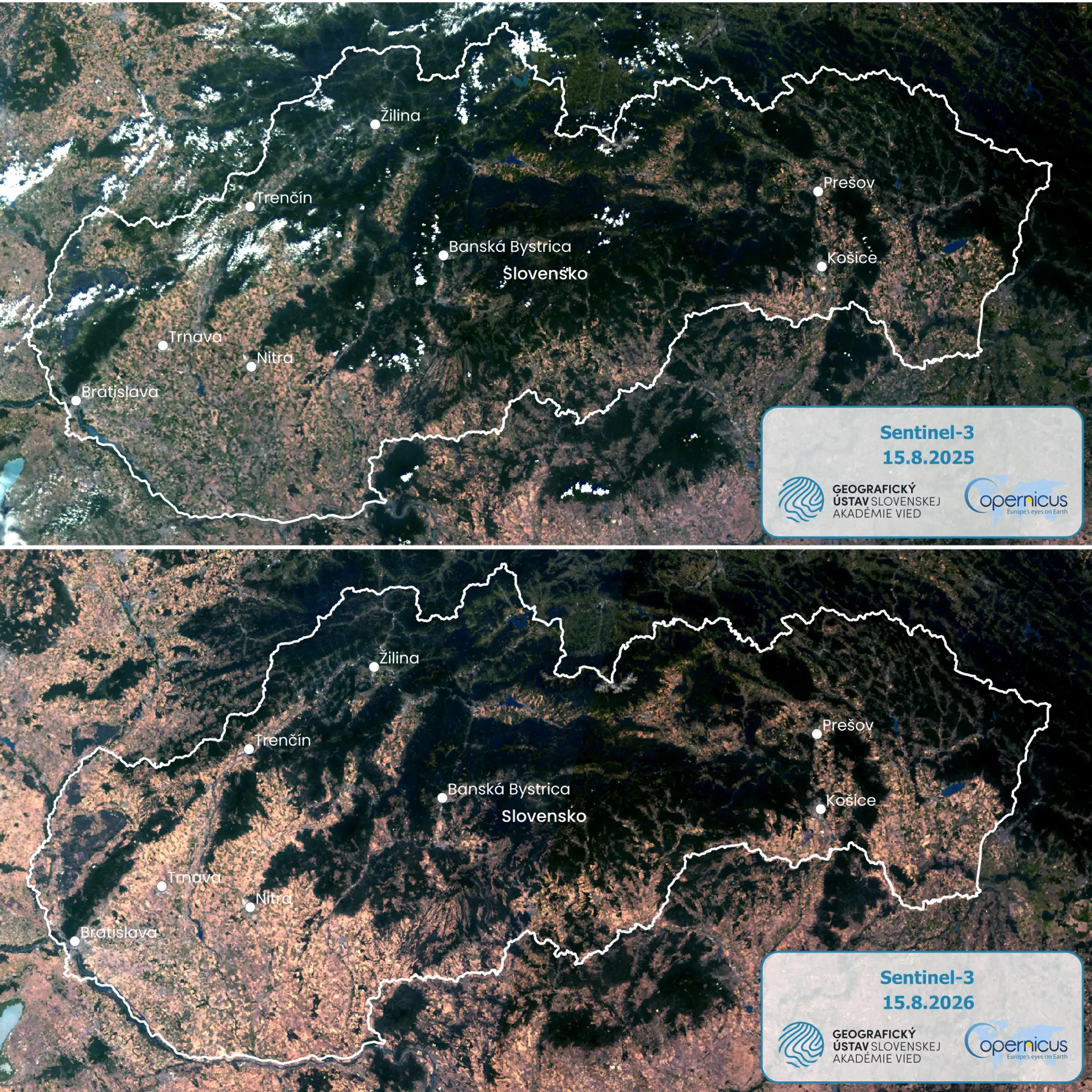 Satelitné snímky Sentinel-3