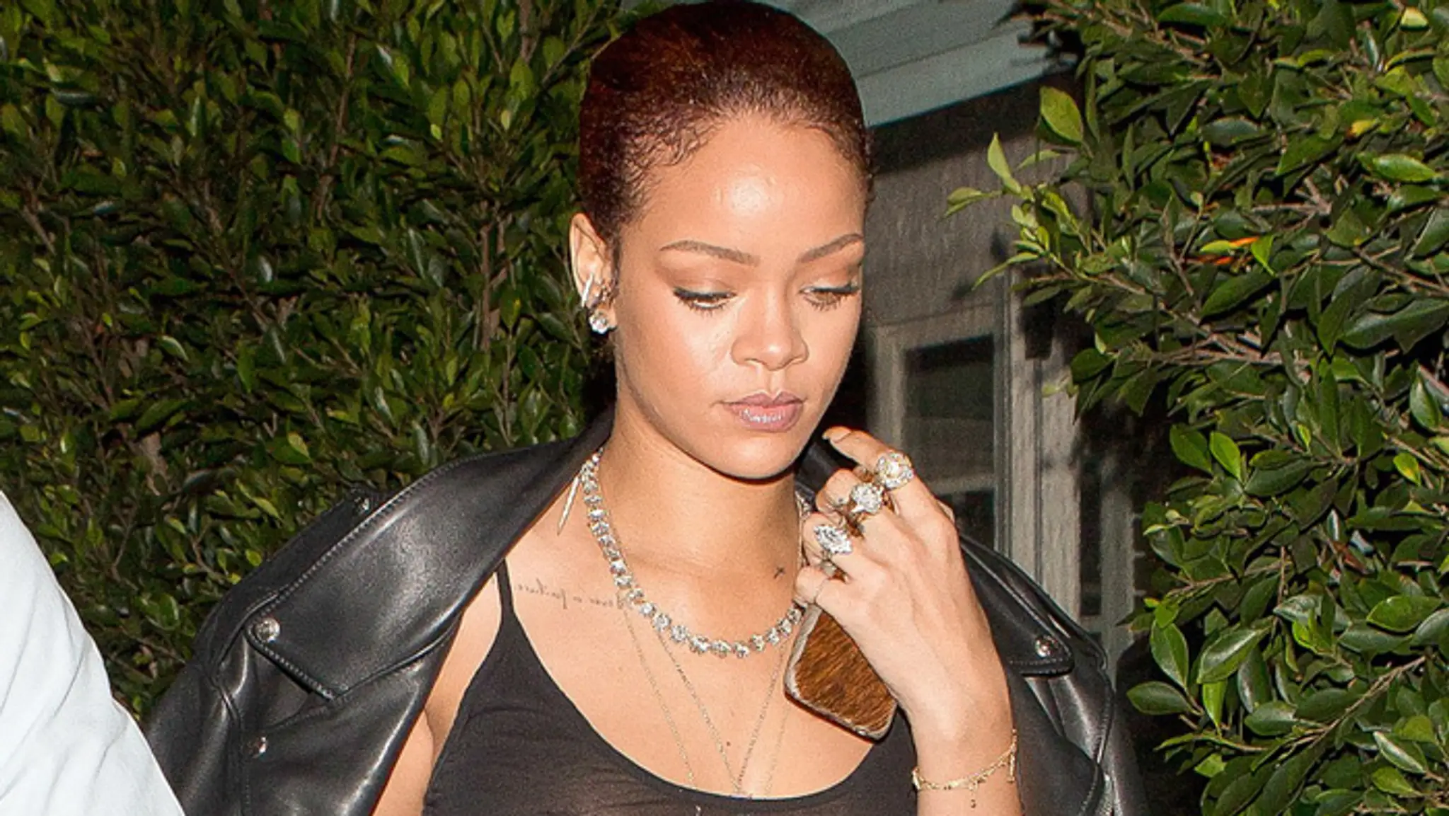 Rihanna v priesvitnom tope. 