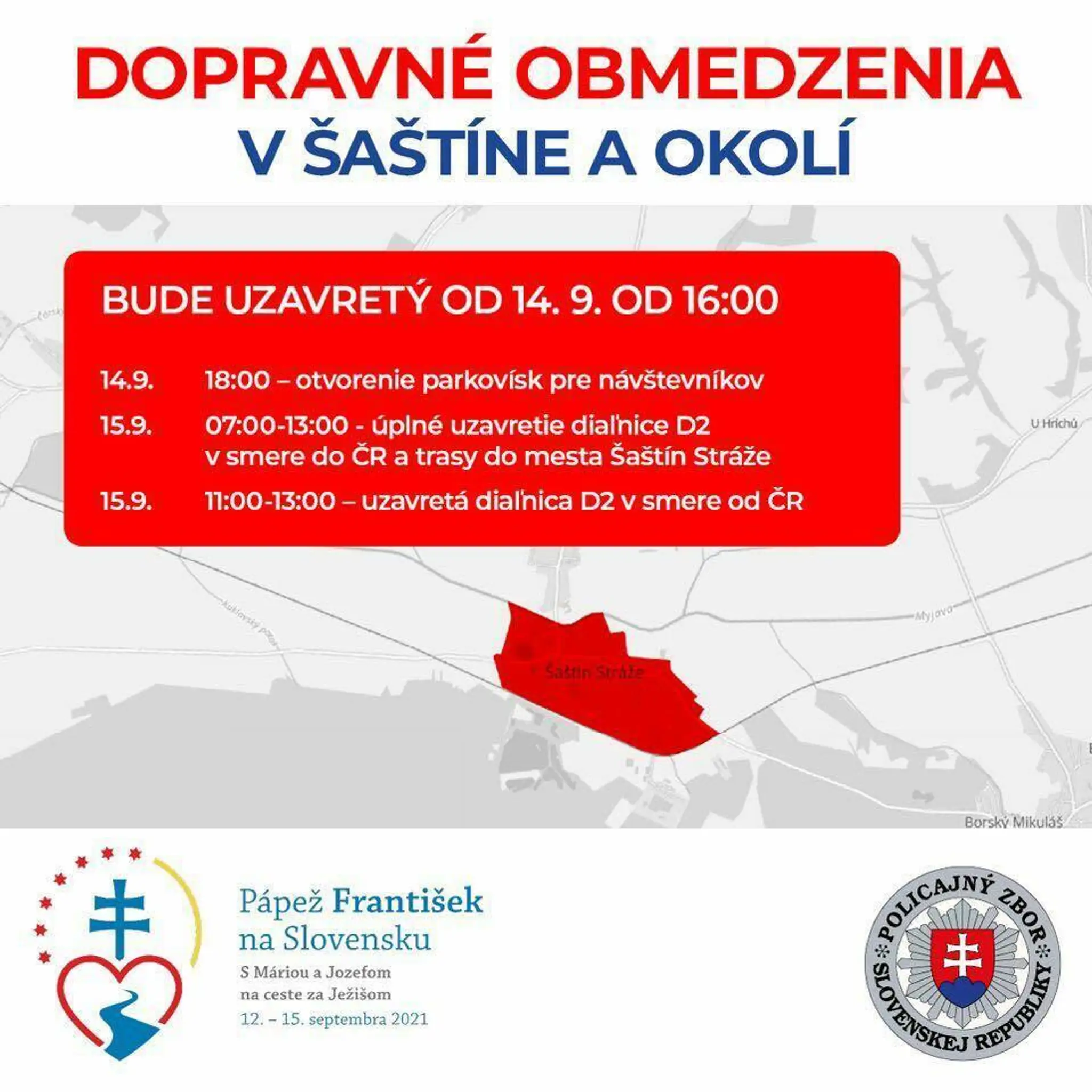 Dopravné obmedzenia v Šaštíne