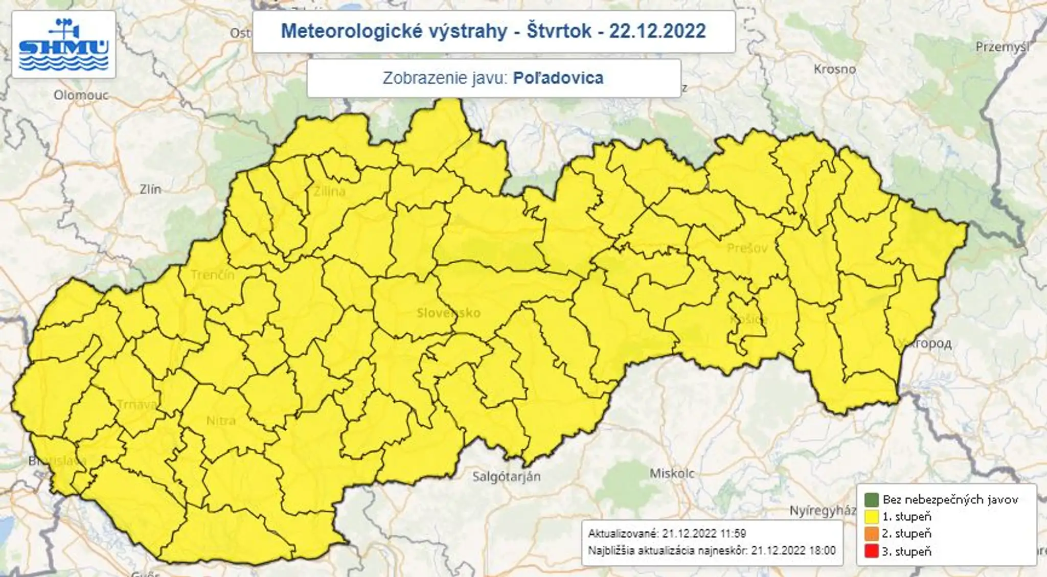 Výstrahy pred poľadovicou.