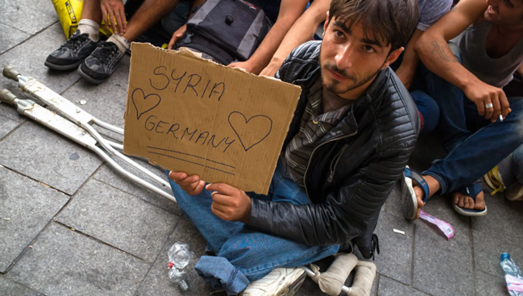 Migranti na stanici v Budapešti.