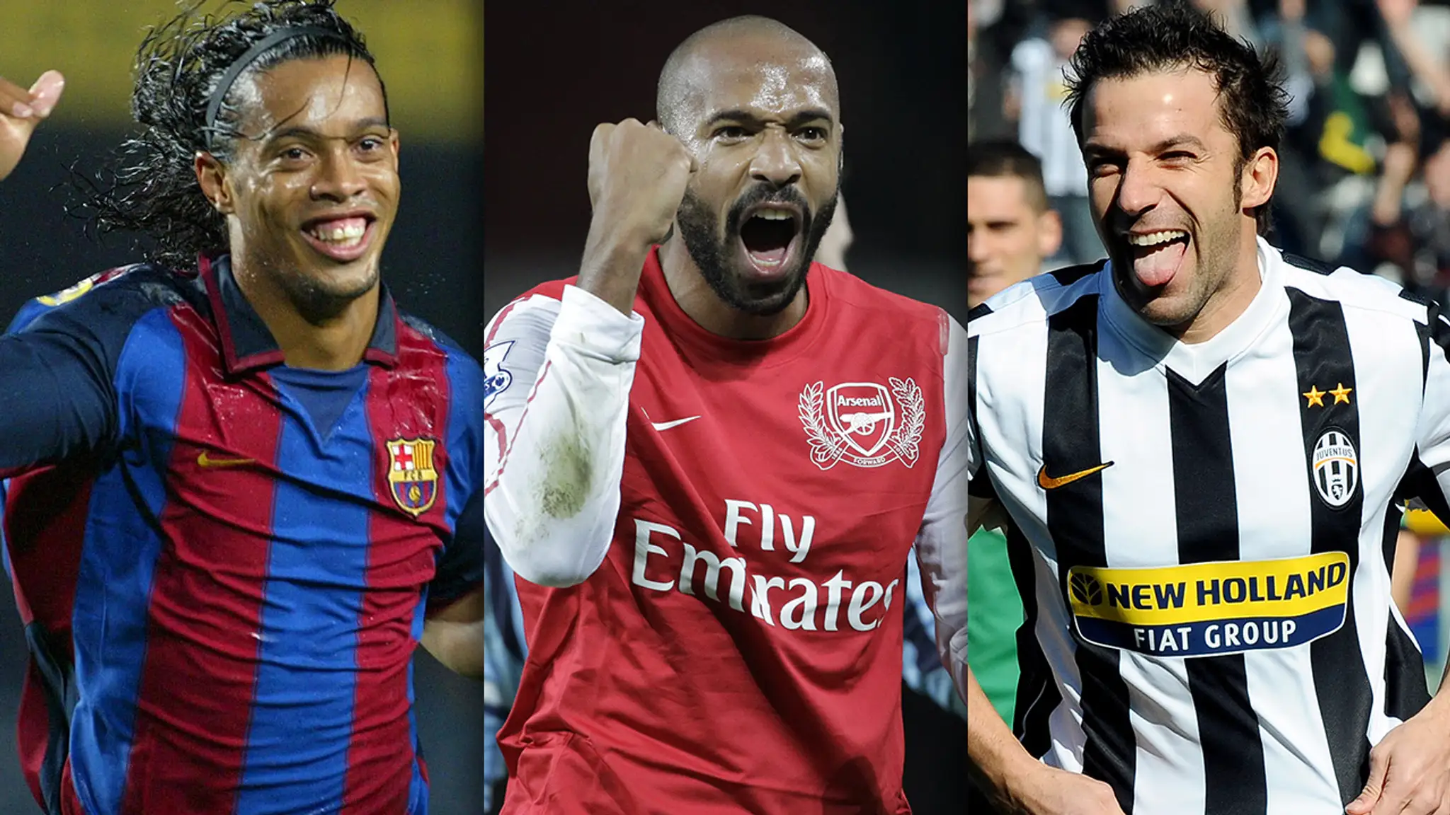 Ronaldinho, Thierry Henry a Alessandro Del Piero.
