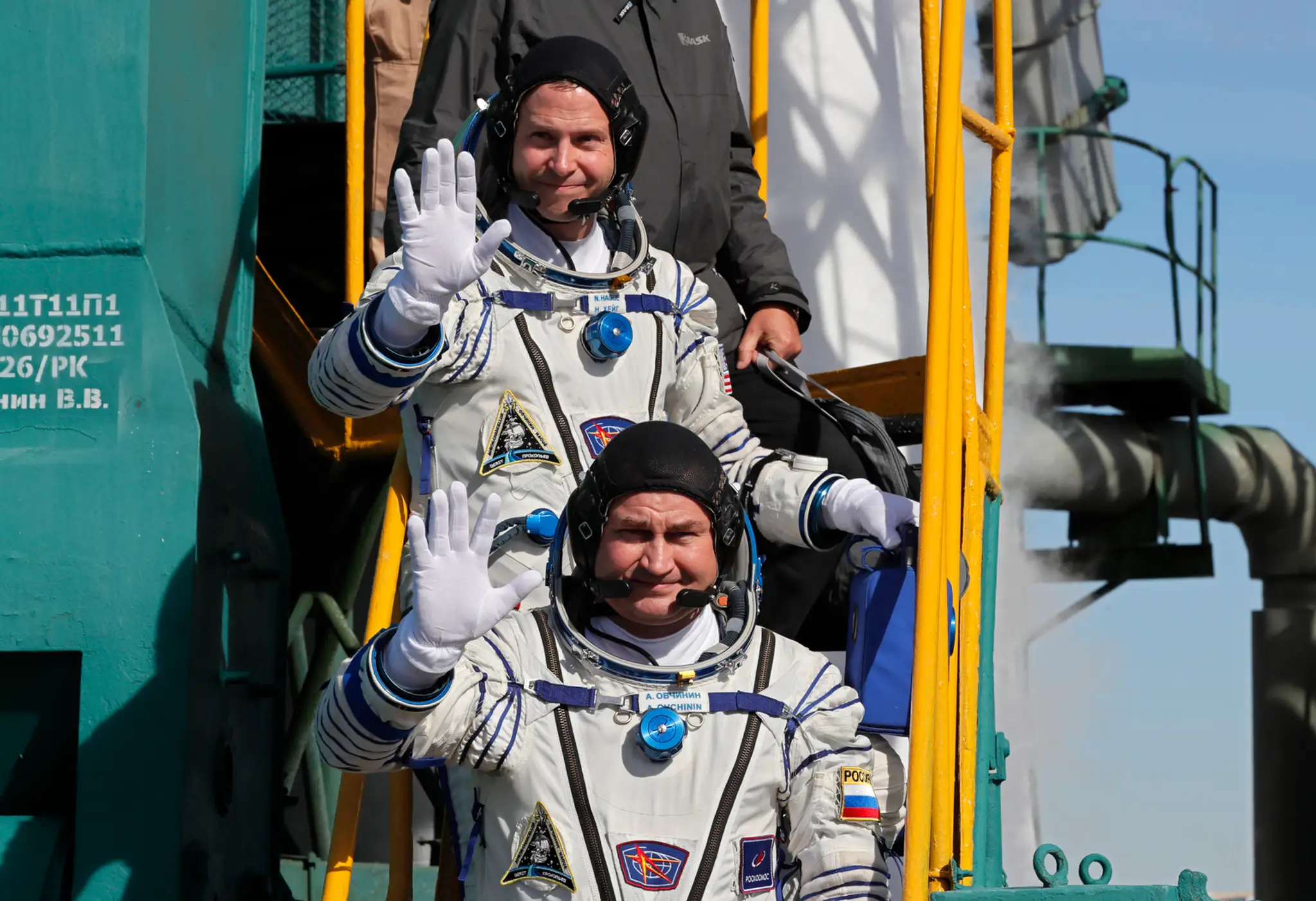 Astronauti Alexey Ovchinin a Nick Hague