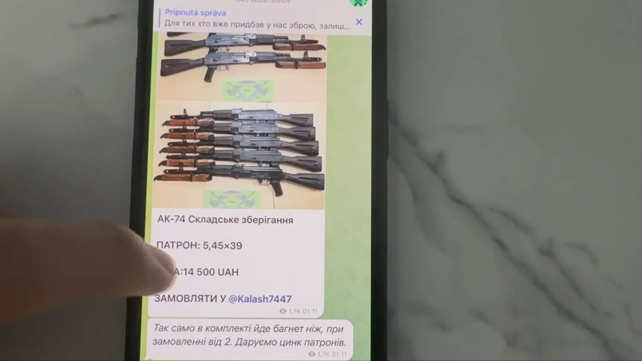 Predaj zbraní z Ukrajiny na Telegrame