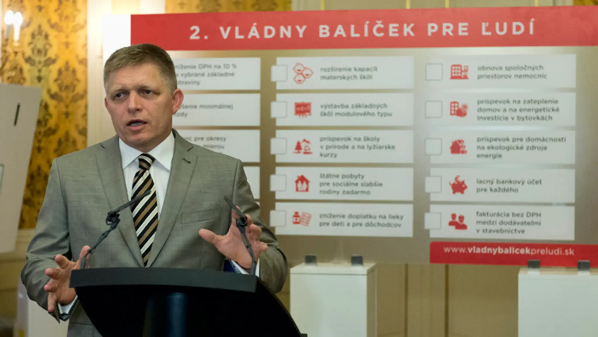 Premiér Robert Fico pri predstavovaní 2. balíčke pre ľudí.