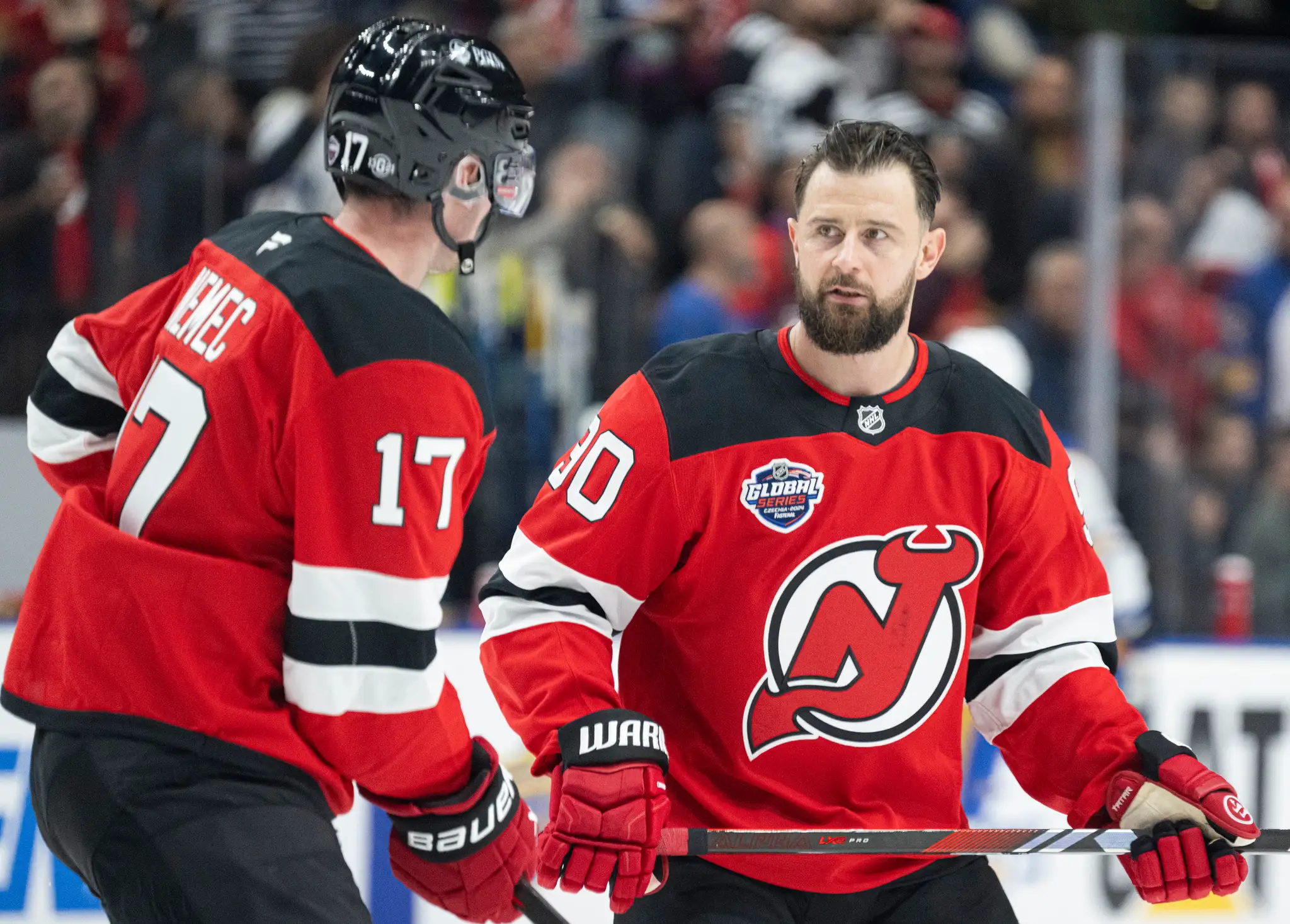 Tomáš Tatar a Šimon Nemec v drese New Jersey Devils