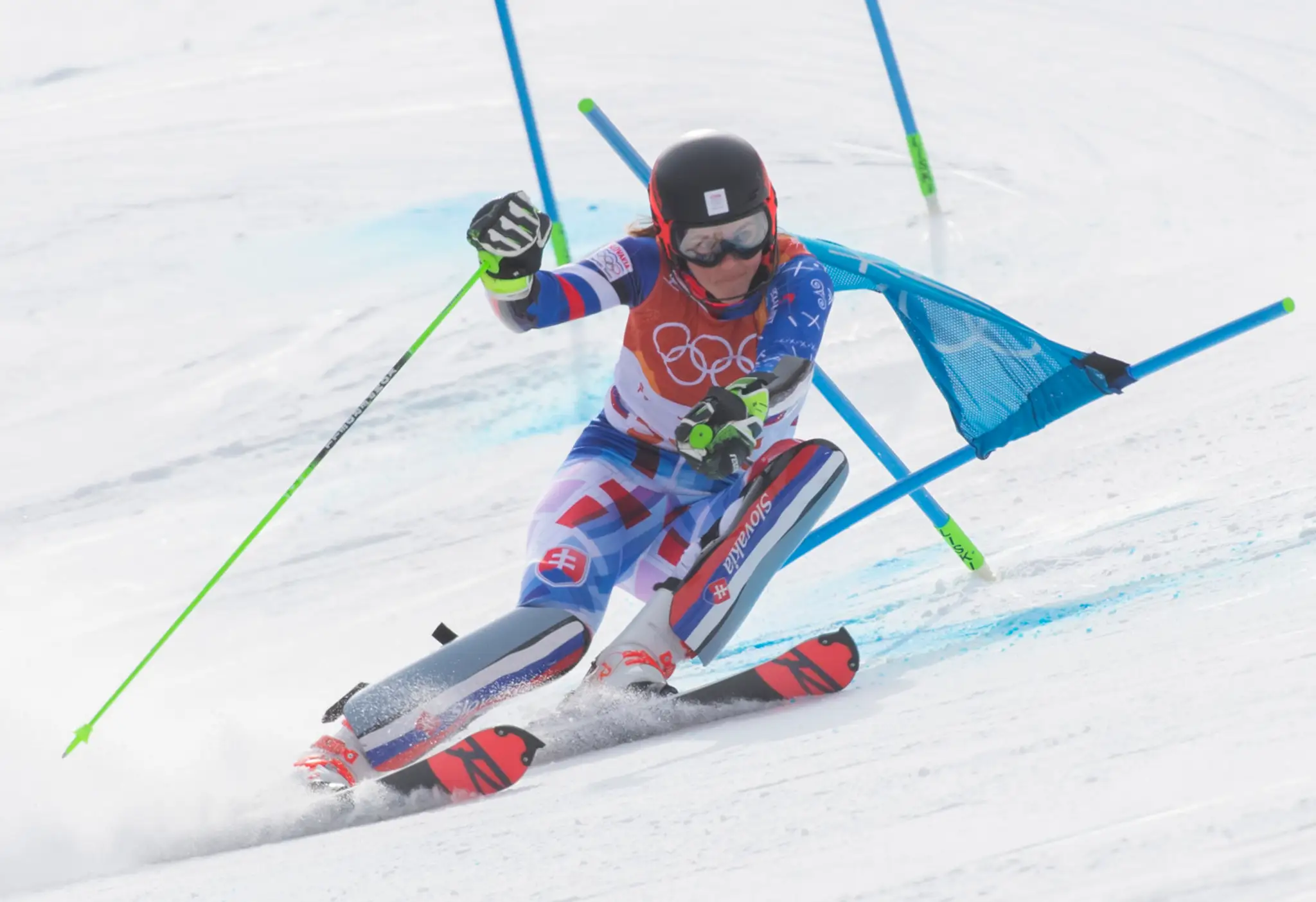 Slovenská lyžiarka Petra Vlhová počas osemfinále paralelného slalomu súťaže tímov na ZOH 2018.
