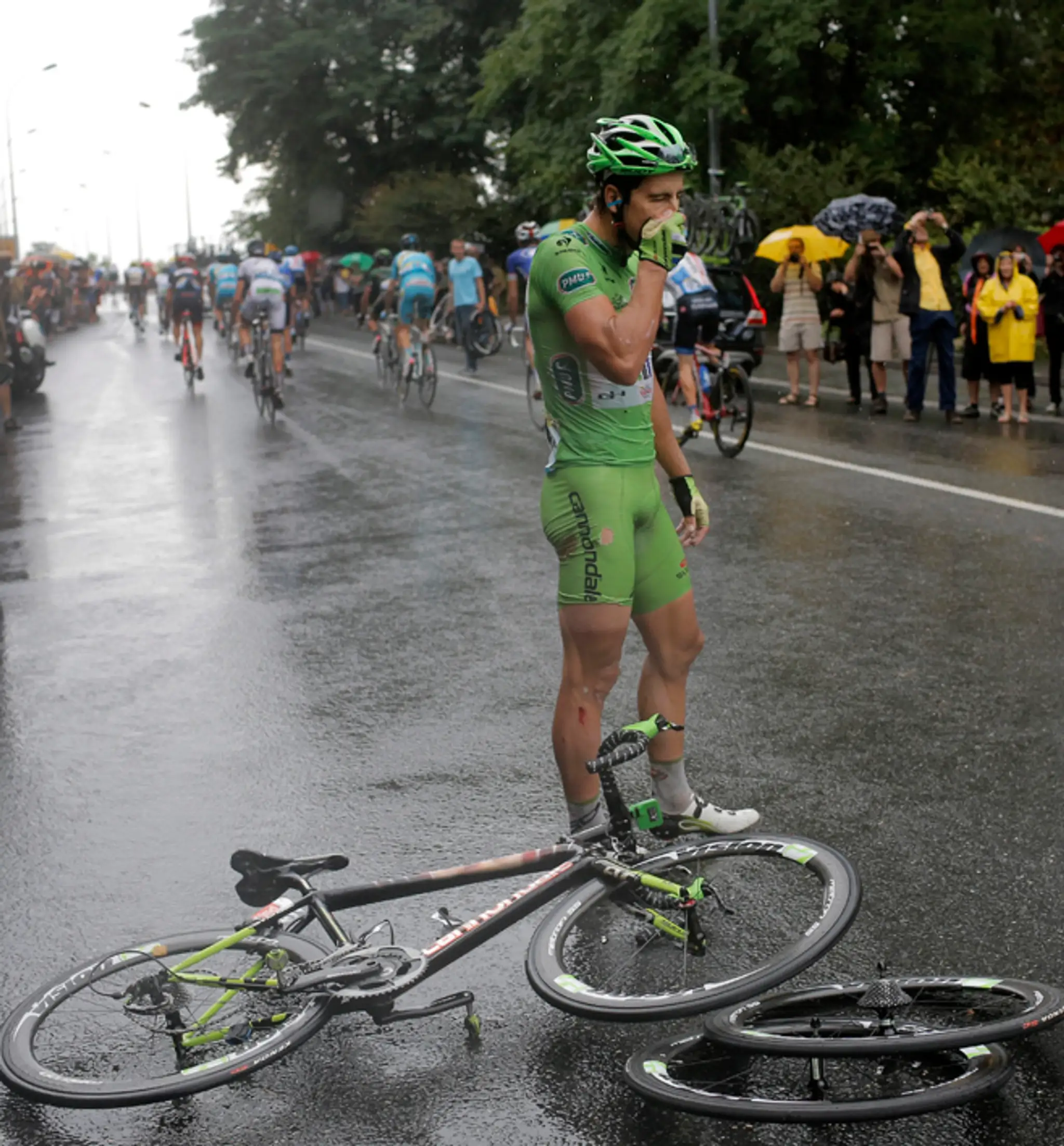 Peter Sagan po hromadnom páde v 19. etape TdF.