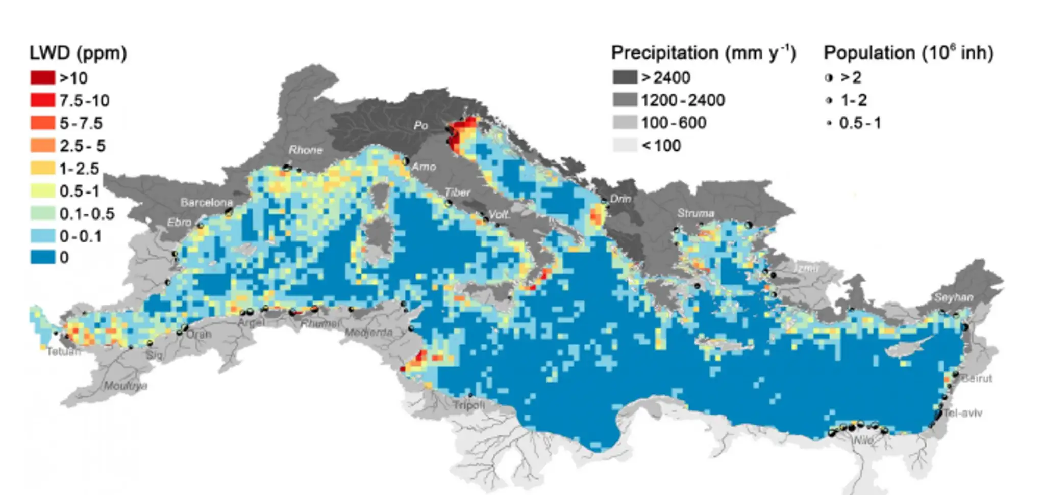 Mapa odpadu Stredozemného mora