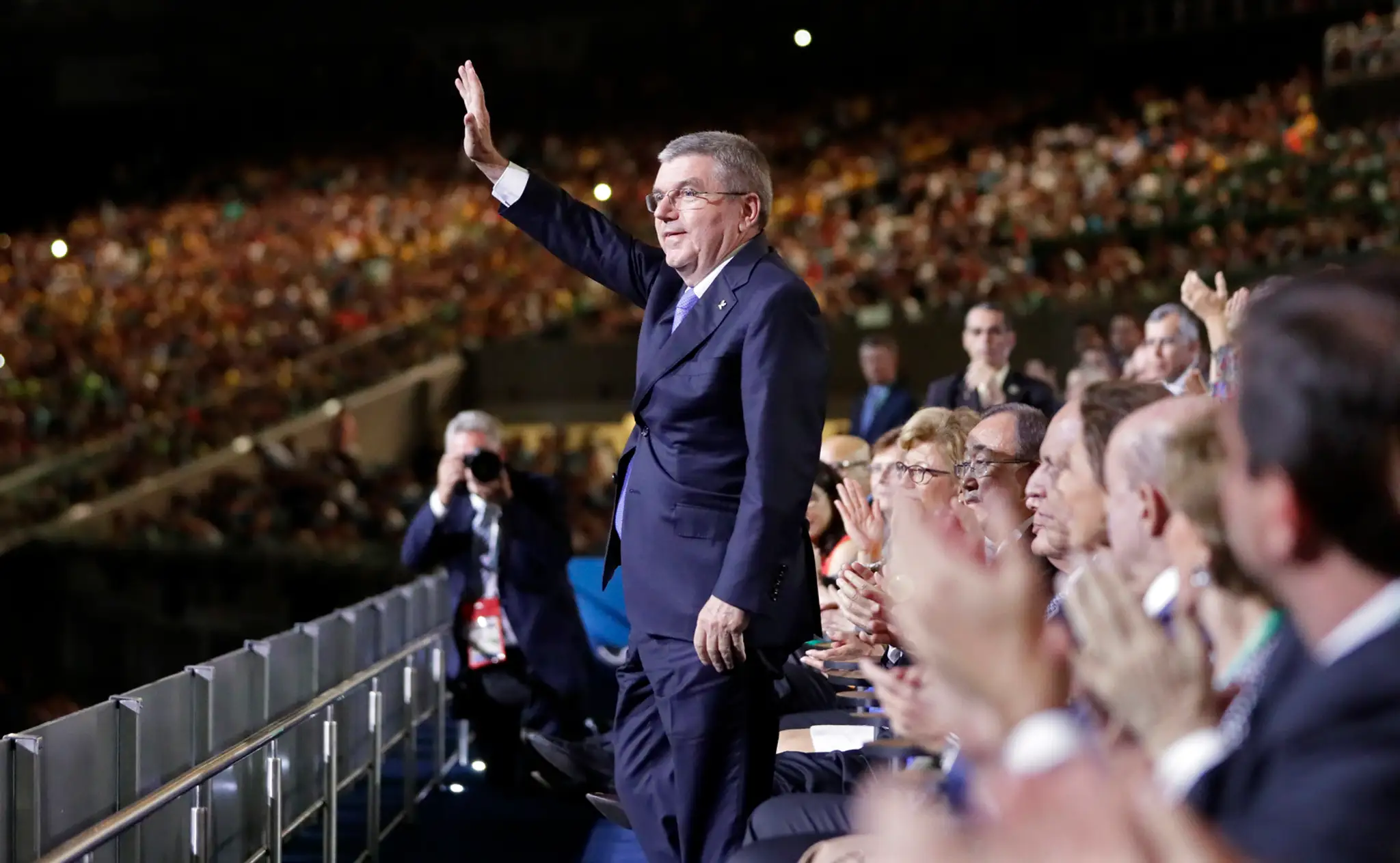 Prezident MOV Thomas Bach počas otváracieho ceremoniálu OH v Riu.