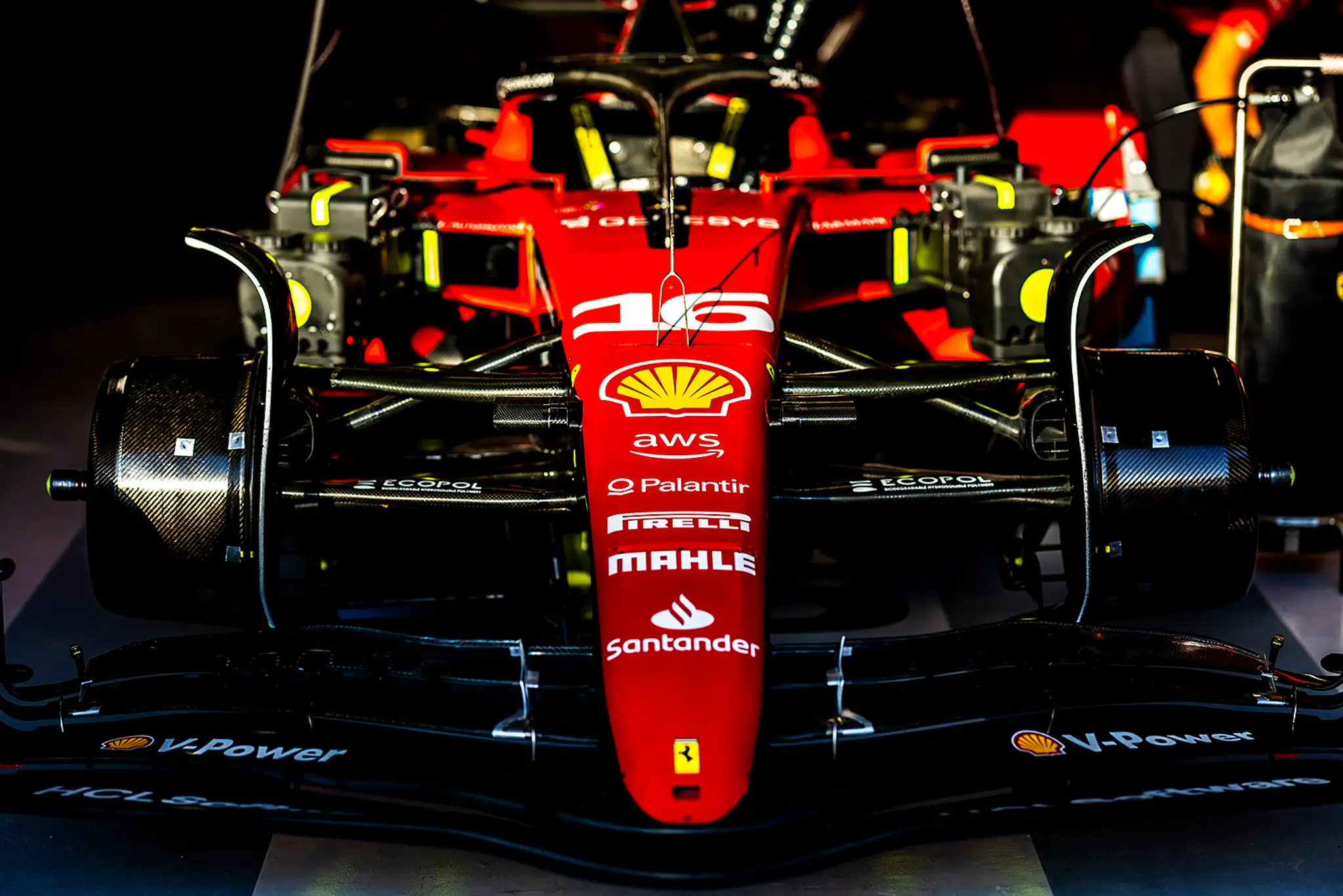 Detail na monopost Ferrari.
