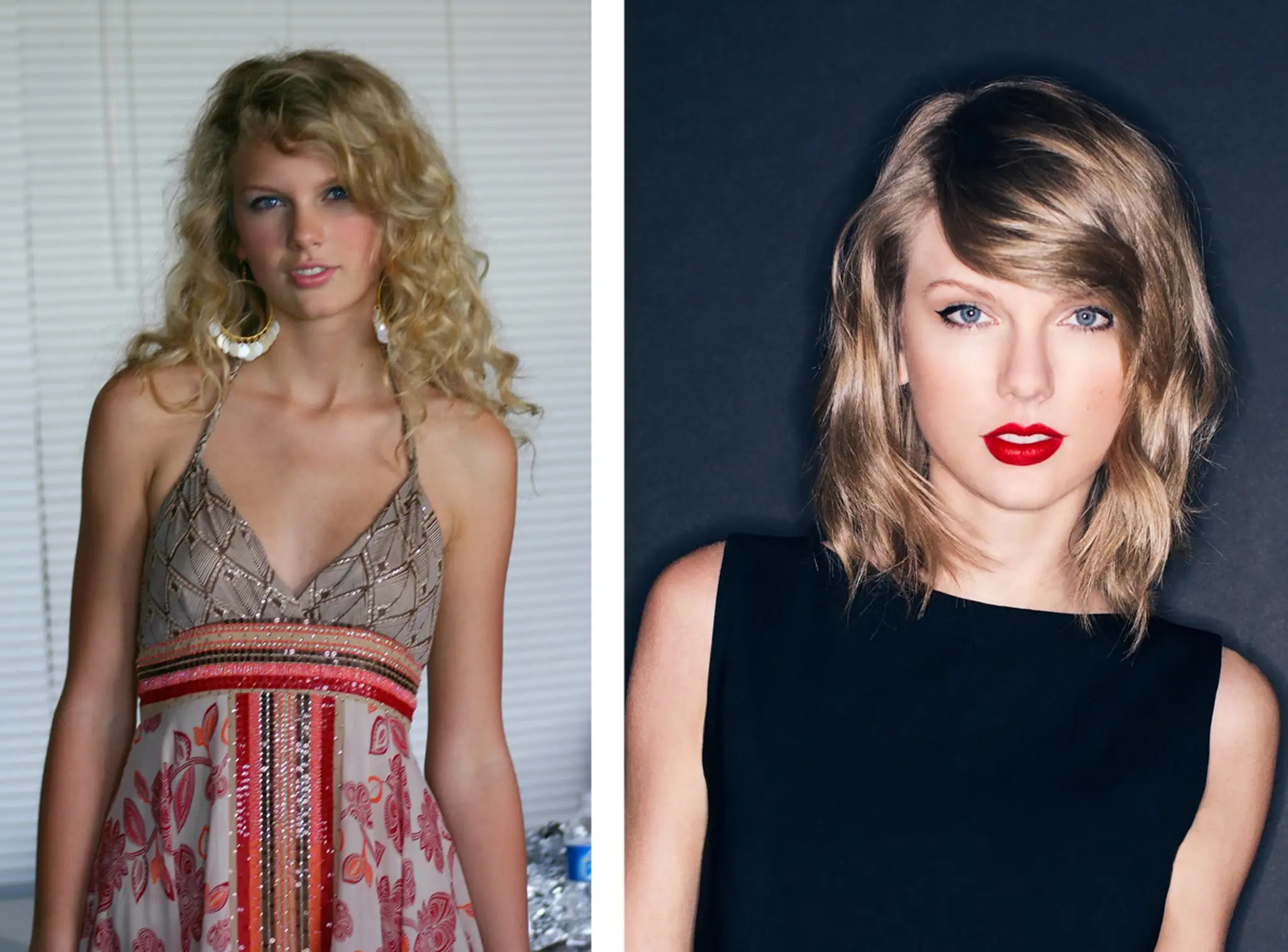 Taylor Swift na začiatku kariéry a teraz.