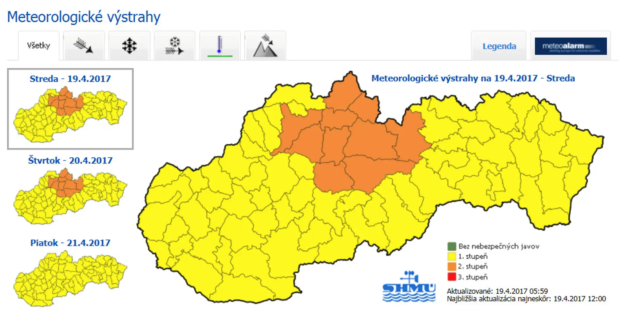 Výstrahy SHMÚ.