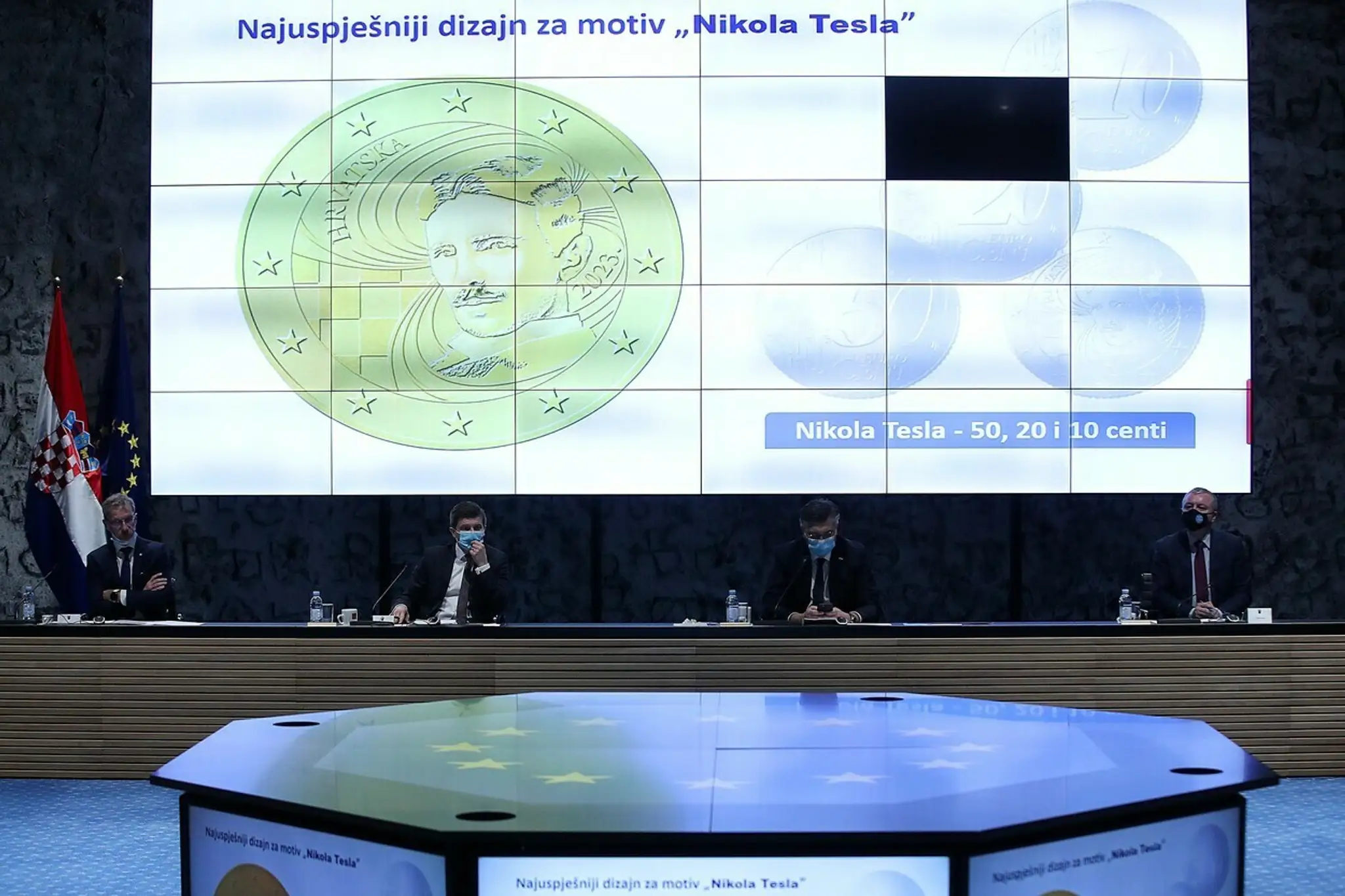 Návrh chorvátskej euromince v hodnote 10, 20 a 50 centov.