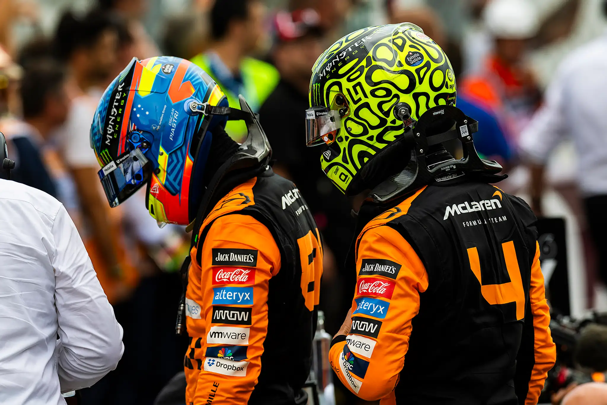 Dvojica jazdcov MCLarenu Oscar Piastri a Lando Norris.