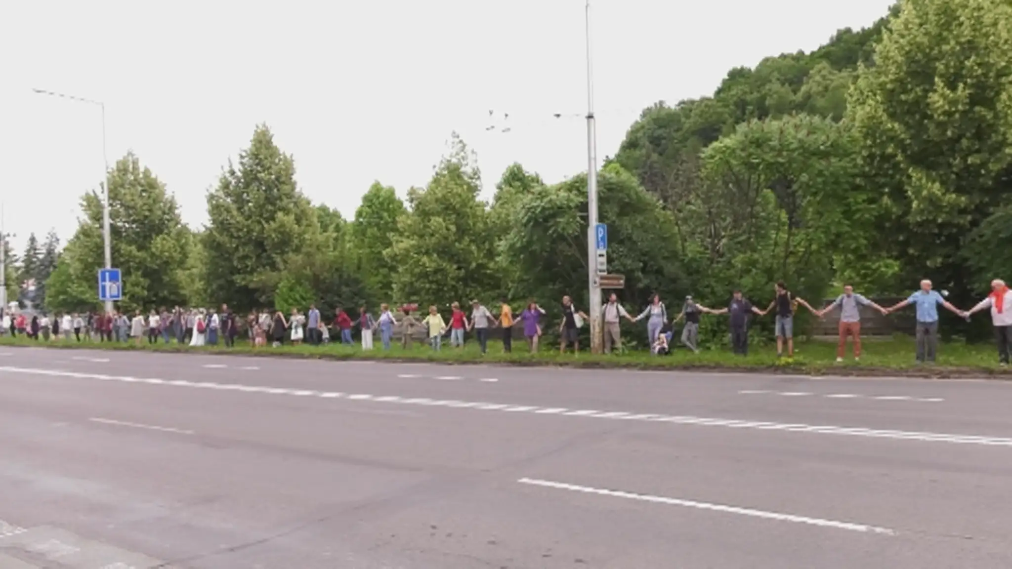 Živá reťaz v Banskej Bystrici.