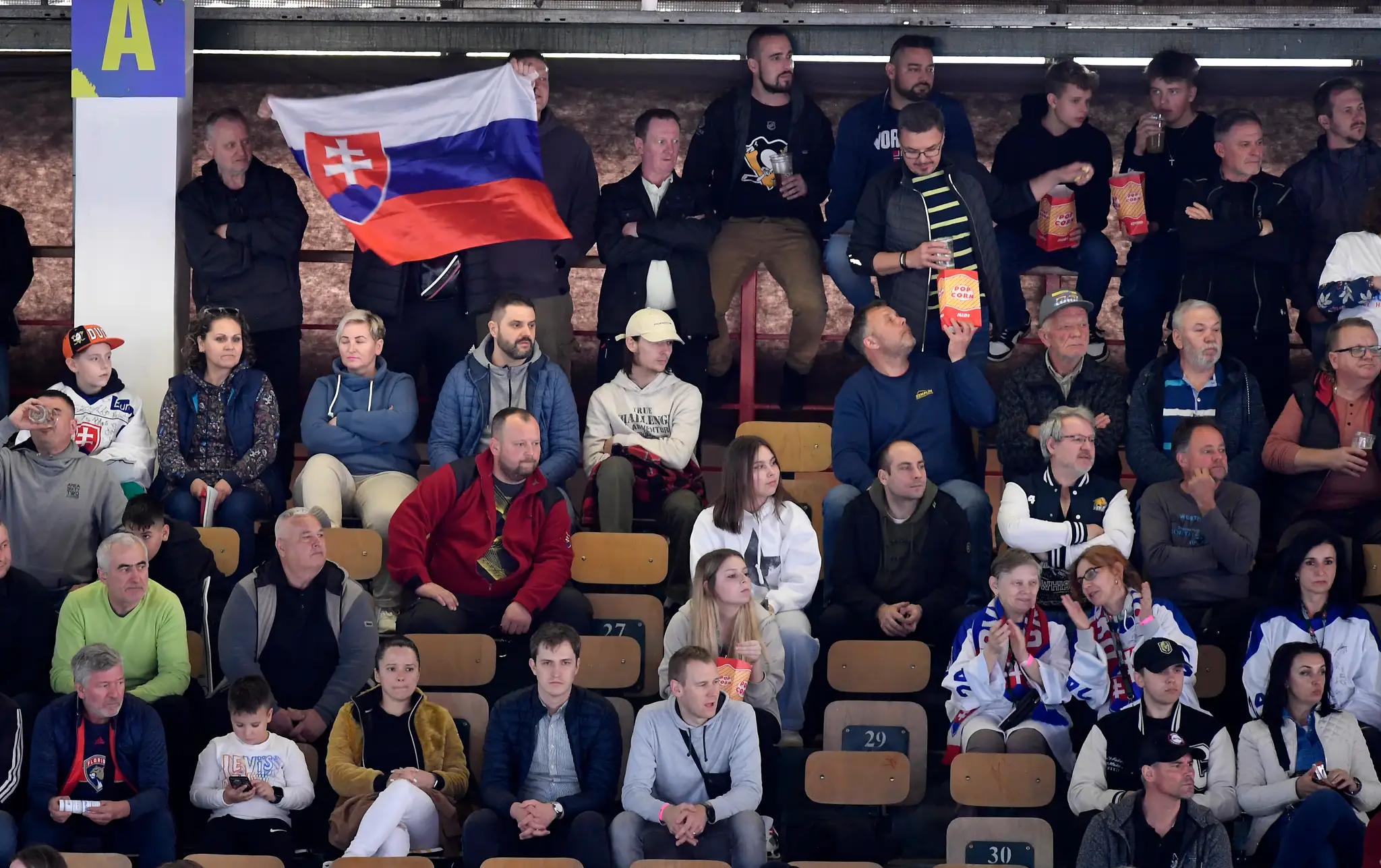 Slovenskí fanúšikovia povzbudzujú v prípravnom zápase Slovensko - Švajčiarsko.