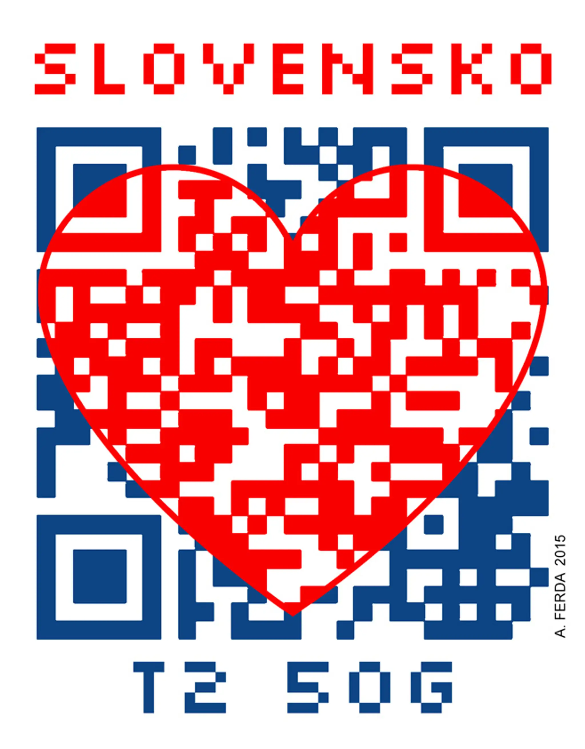 Valentínska známka s QR kódom.