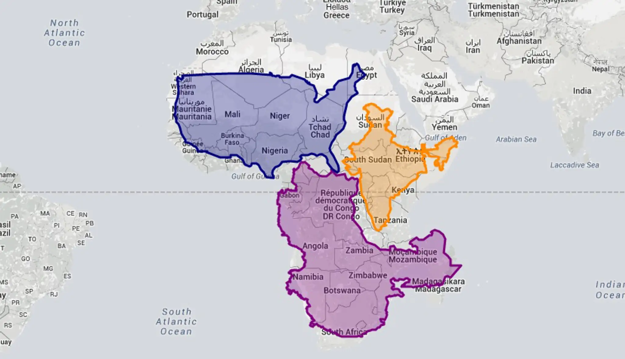 Do Afriky by sa vmestili USA, Čína a India