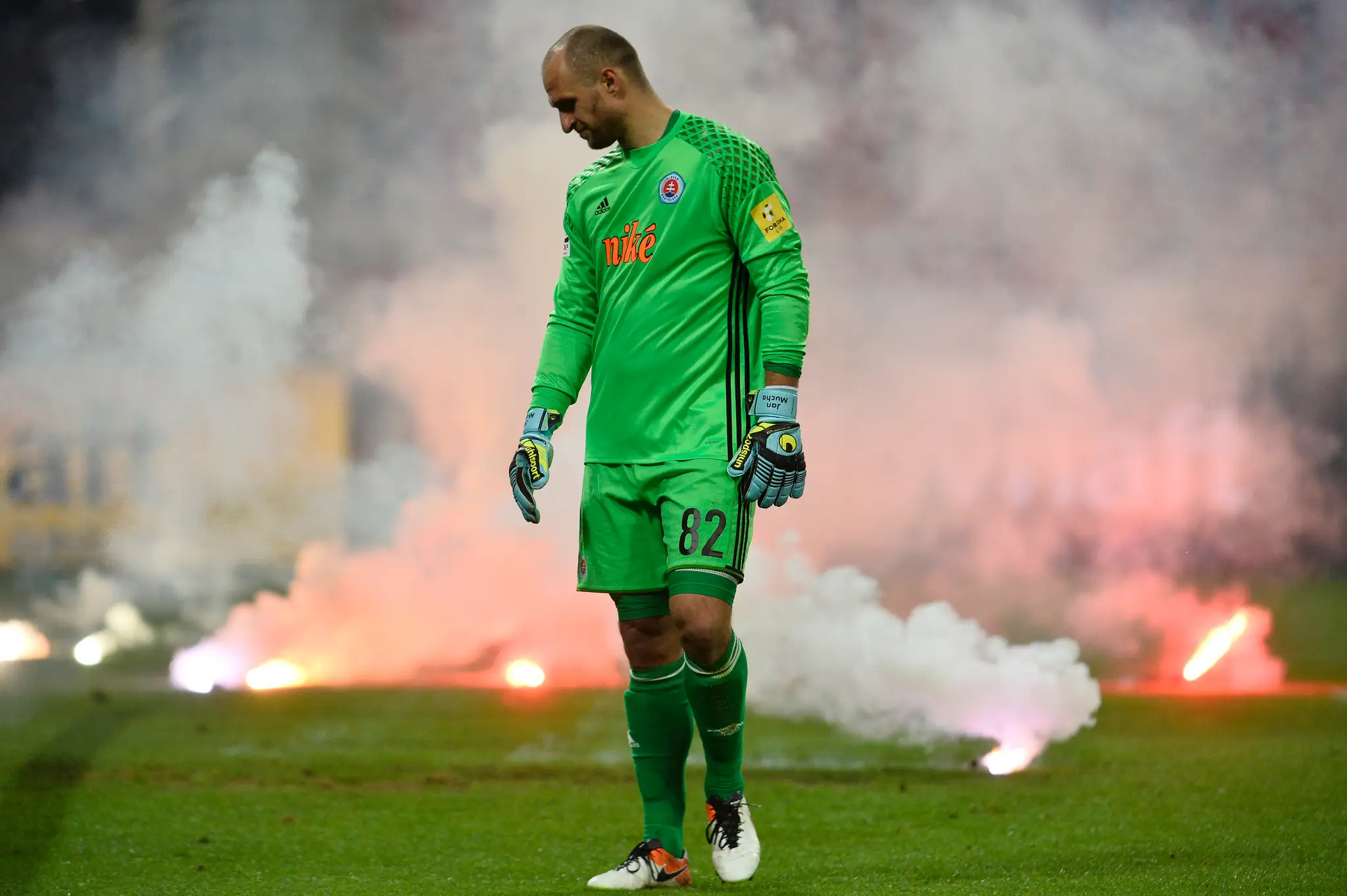 Reprezentačný brankár Ján Mucha už v drese Slovana Bratislava.