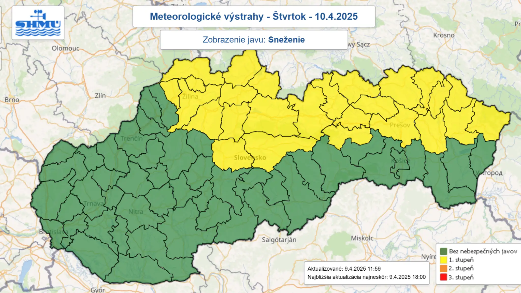 Výstraha pred snežením (10. 4.)