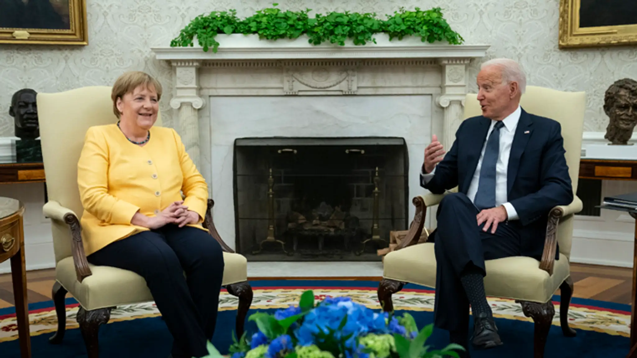 Americký prezident Joe Biden a nemecká kancelárka Angela Merkelová.
