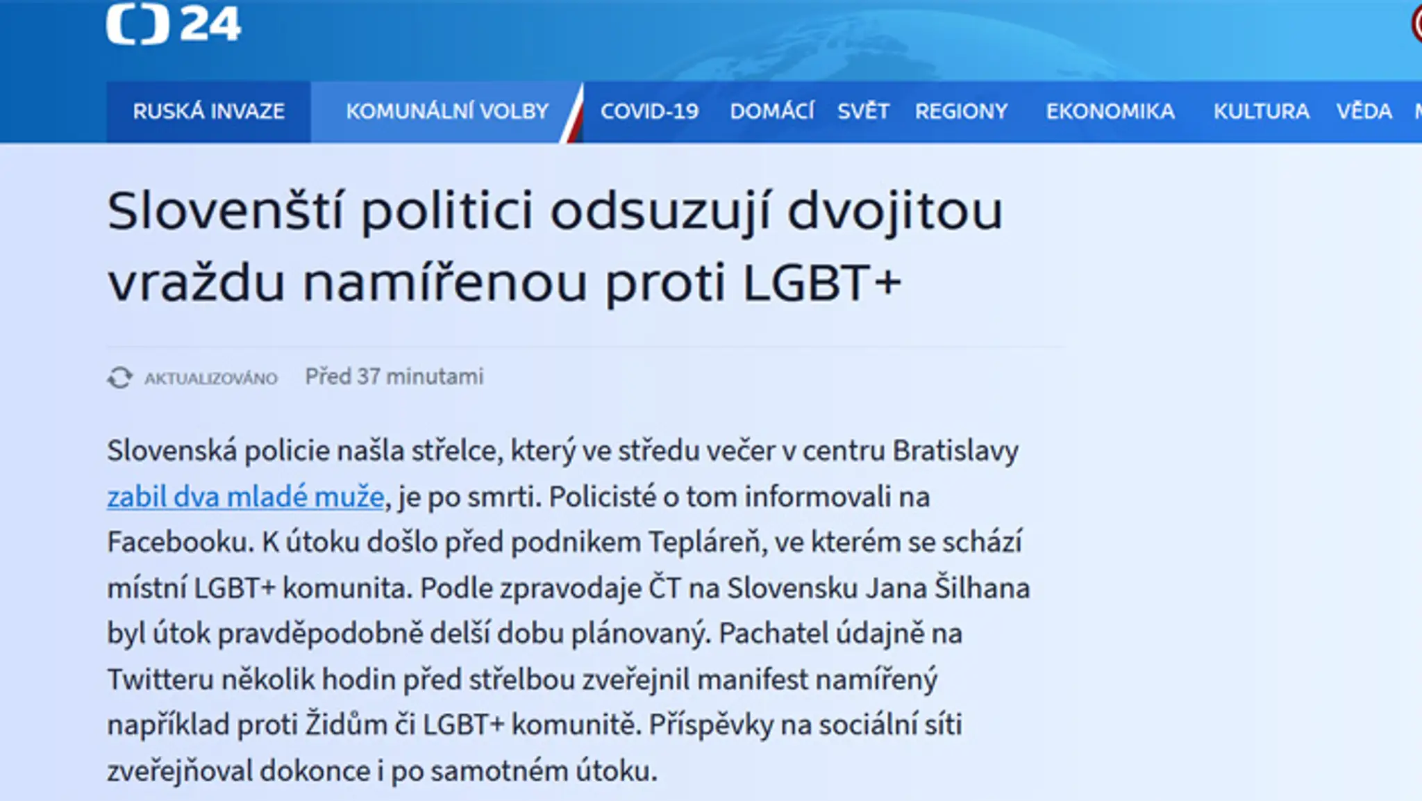 ČT24 o tragédii na Slovensku.