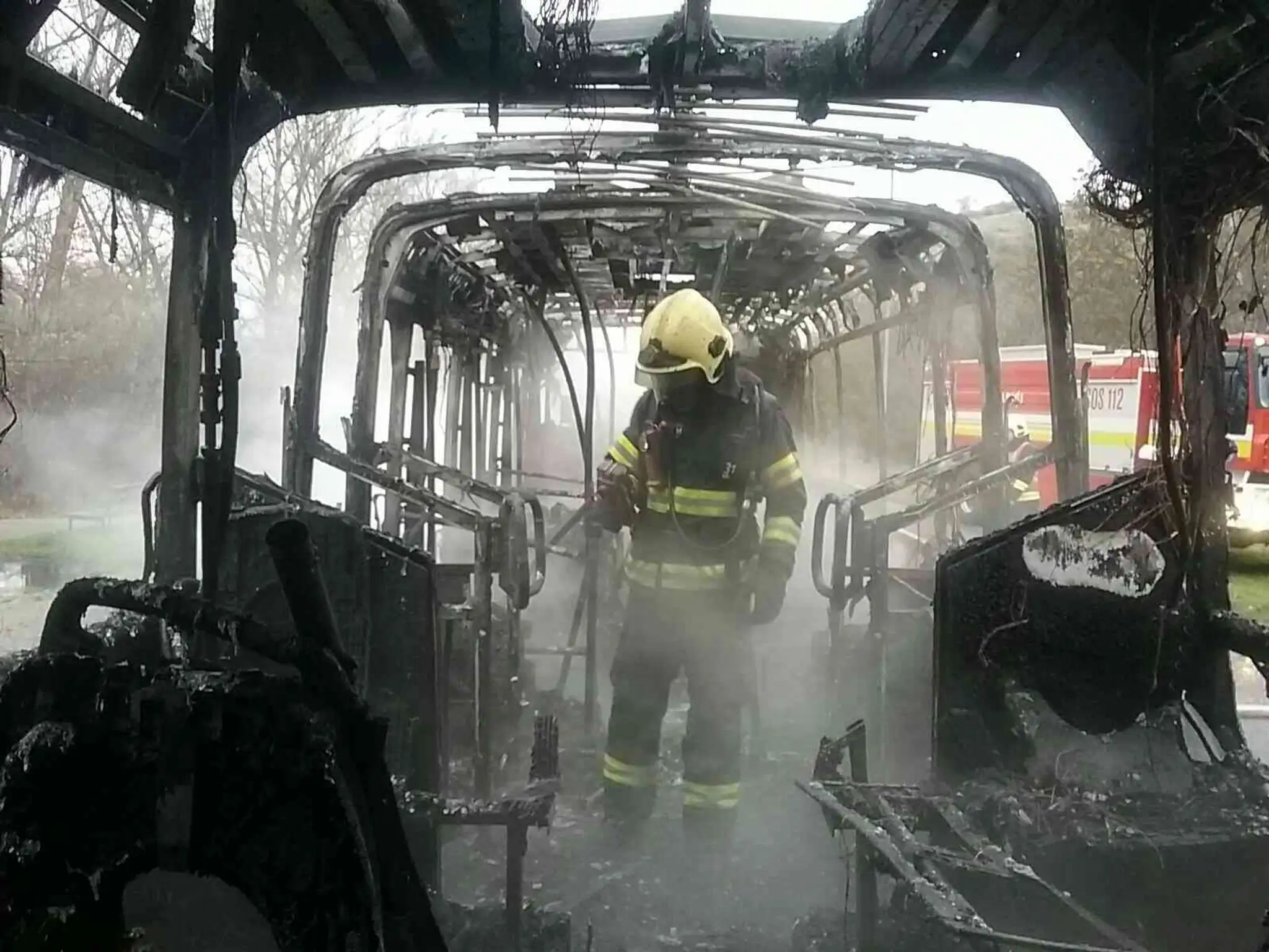 Požiar autobusu MHD v Bratislave.