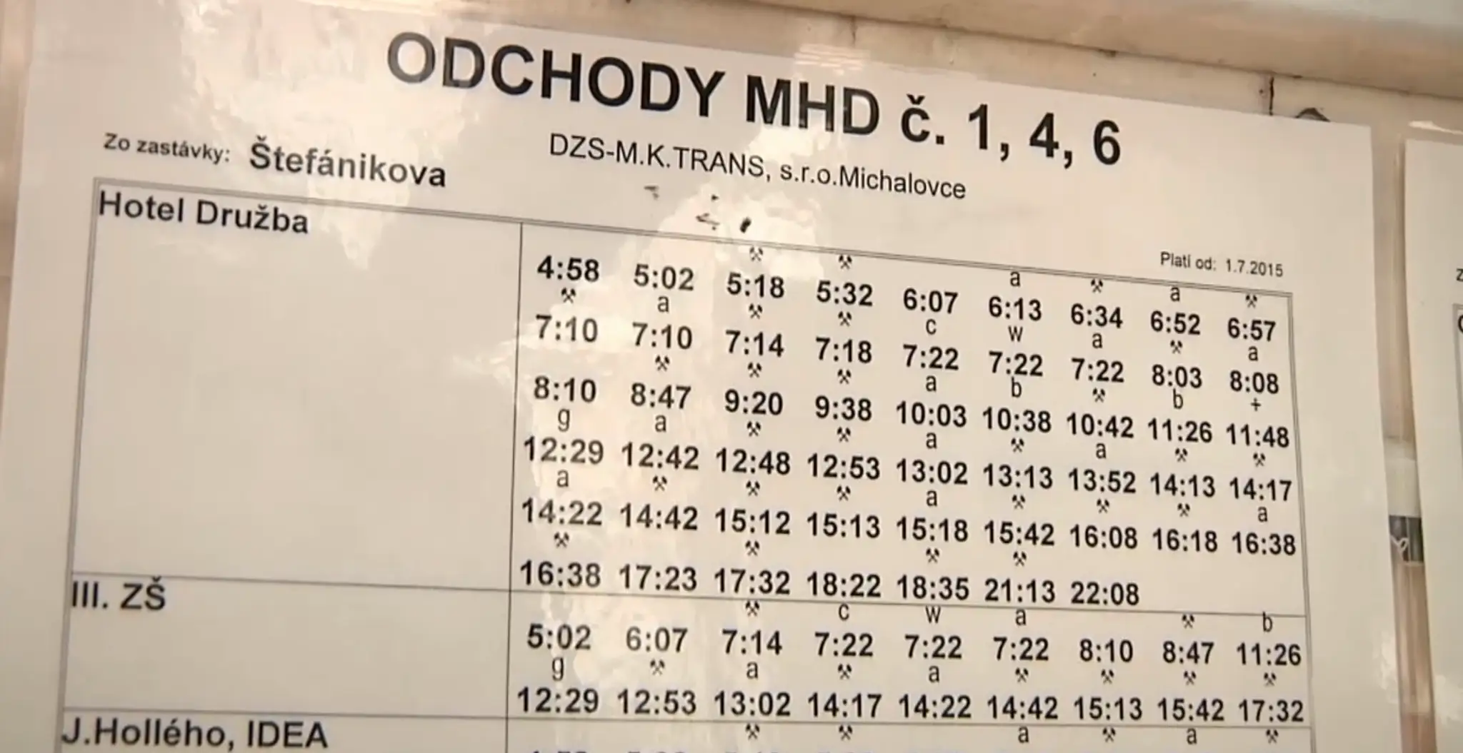 Cestovný poriadok MHD v Michalovciach
