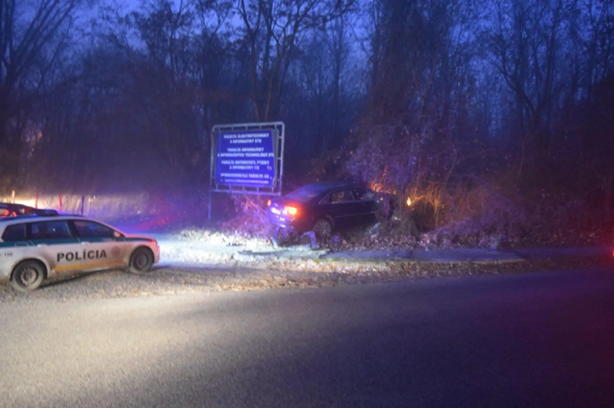 Vodiča Audi s českými značkami, ktorý unikal v Bratislave pred policajtmi, zastavila až havária a streľba.