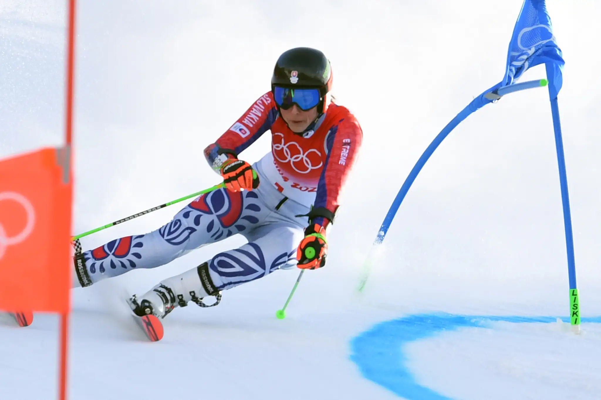 Slovenská lyžiarka Petra Vlhová počas 1. kola obrovského slalomu na ZOH 2022.