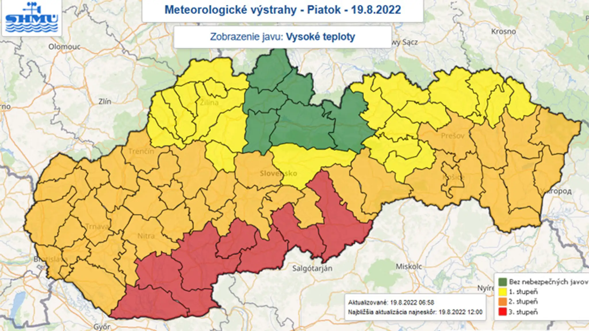 Výstrahy pred vysokými teplotami.