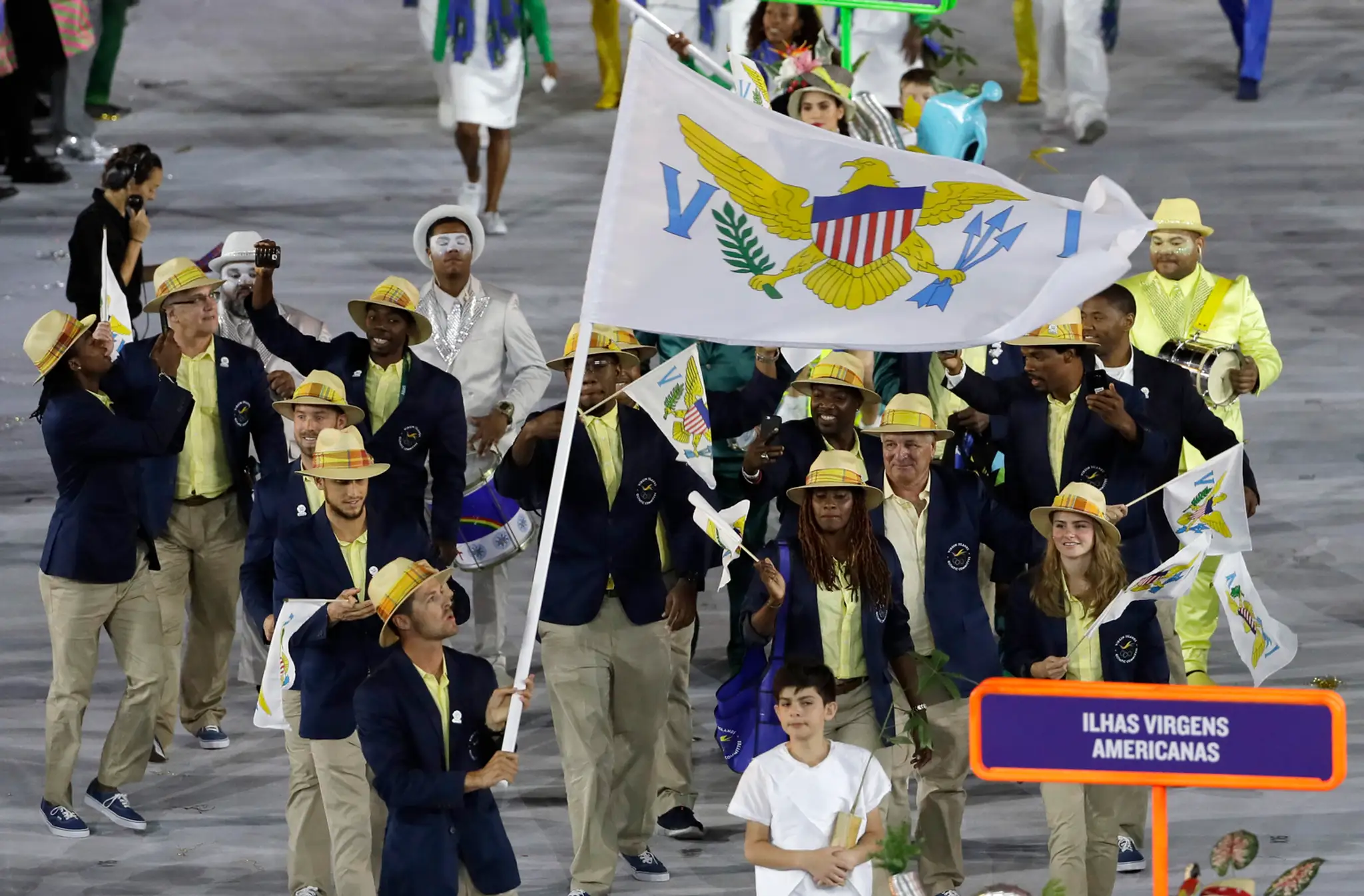 Výprava Amerických Panenských ostrovov na otváracom ceremoniáli OH v Riu.