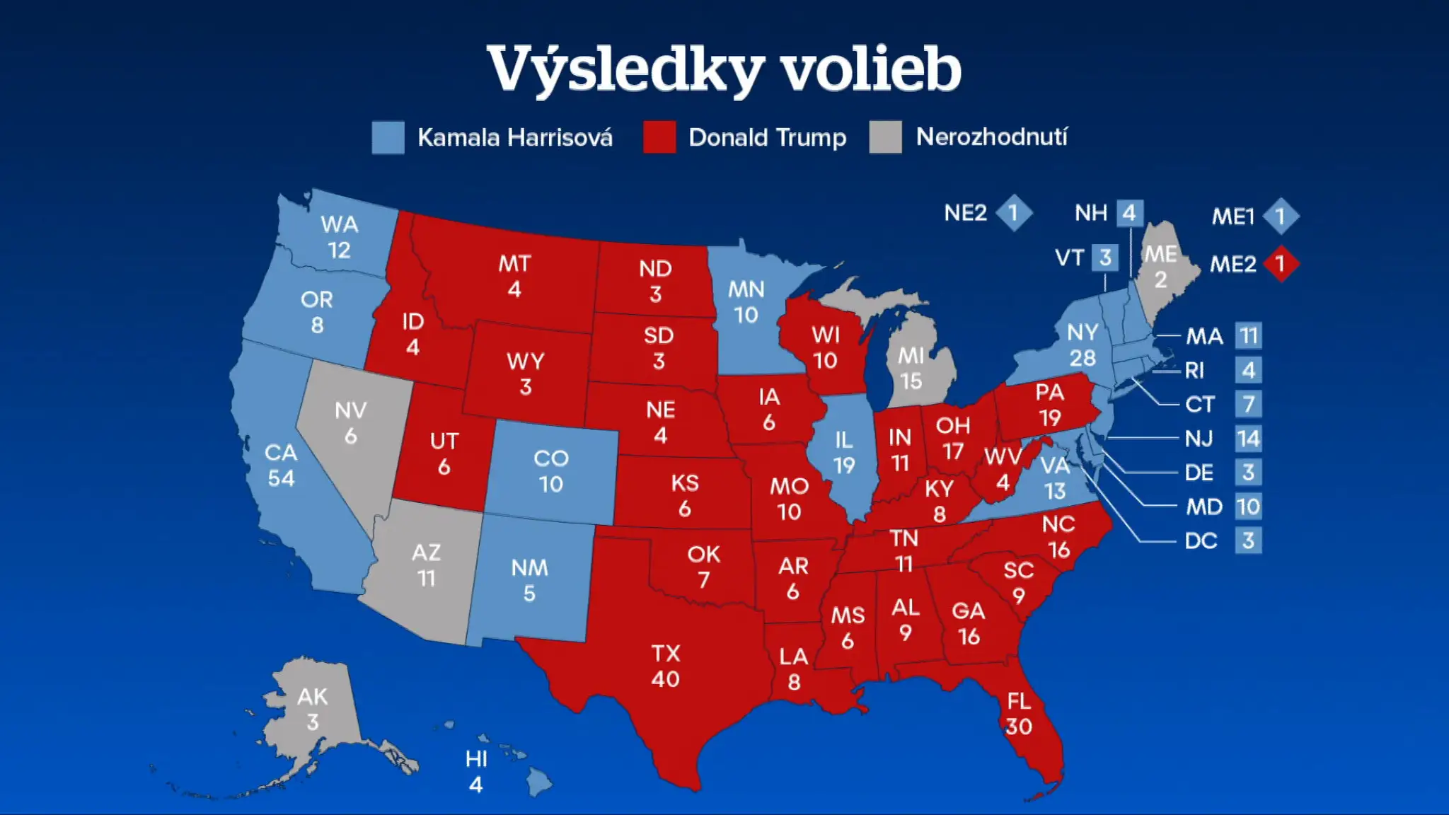 Mapa štátov USA