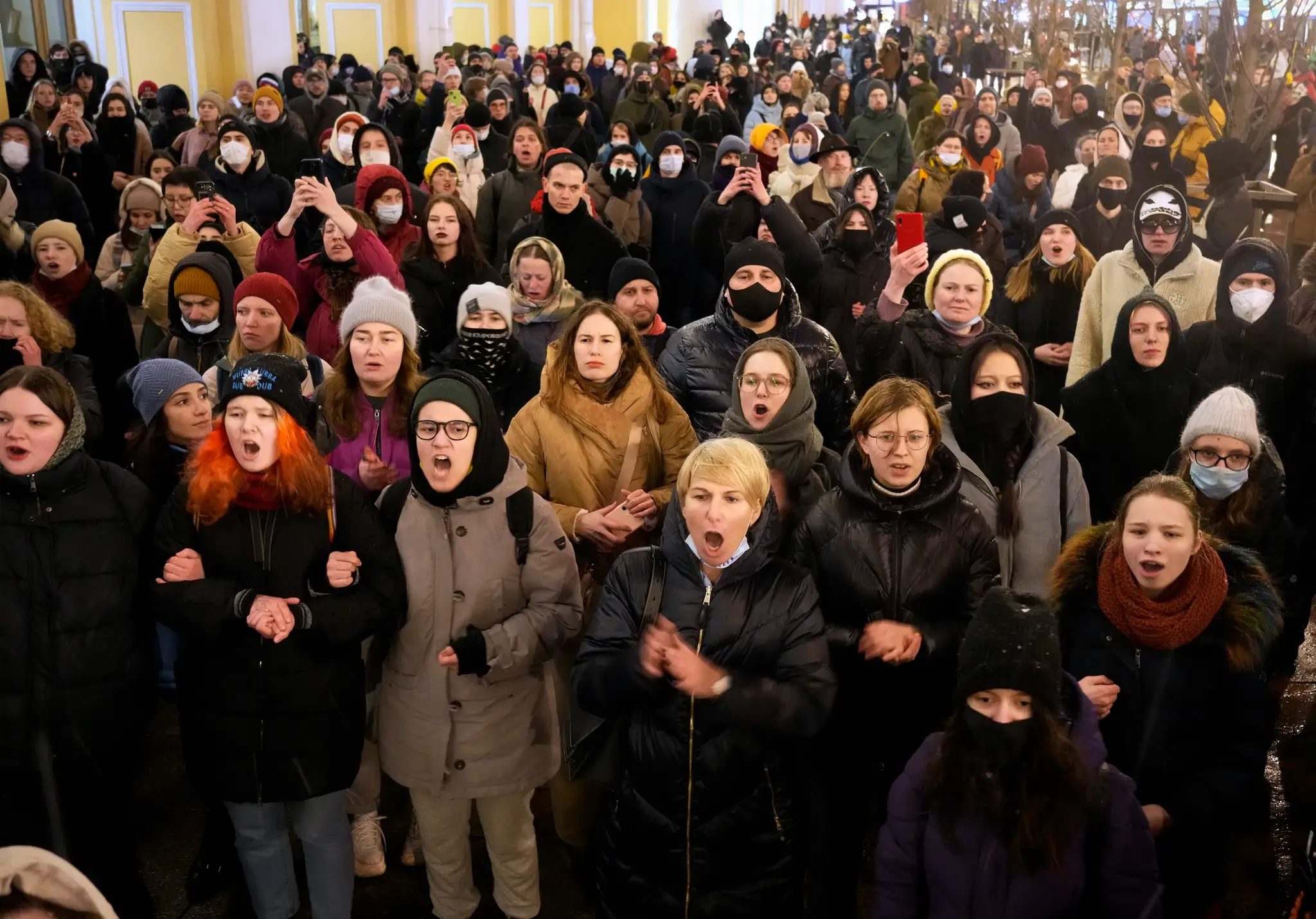 Protivojnové protesty v Moskve.