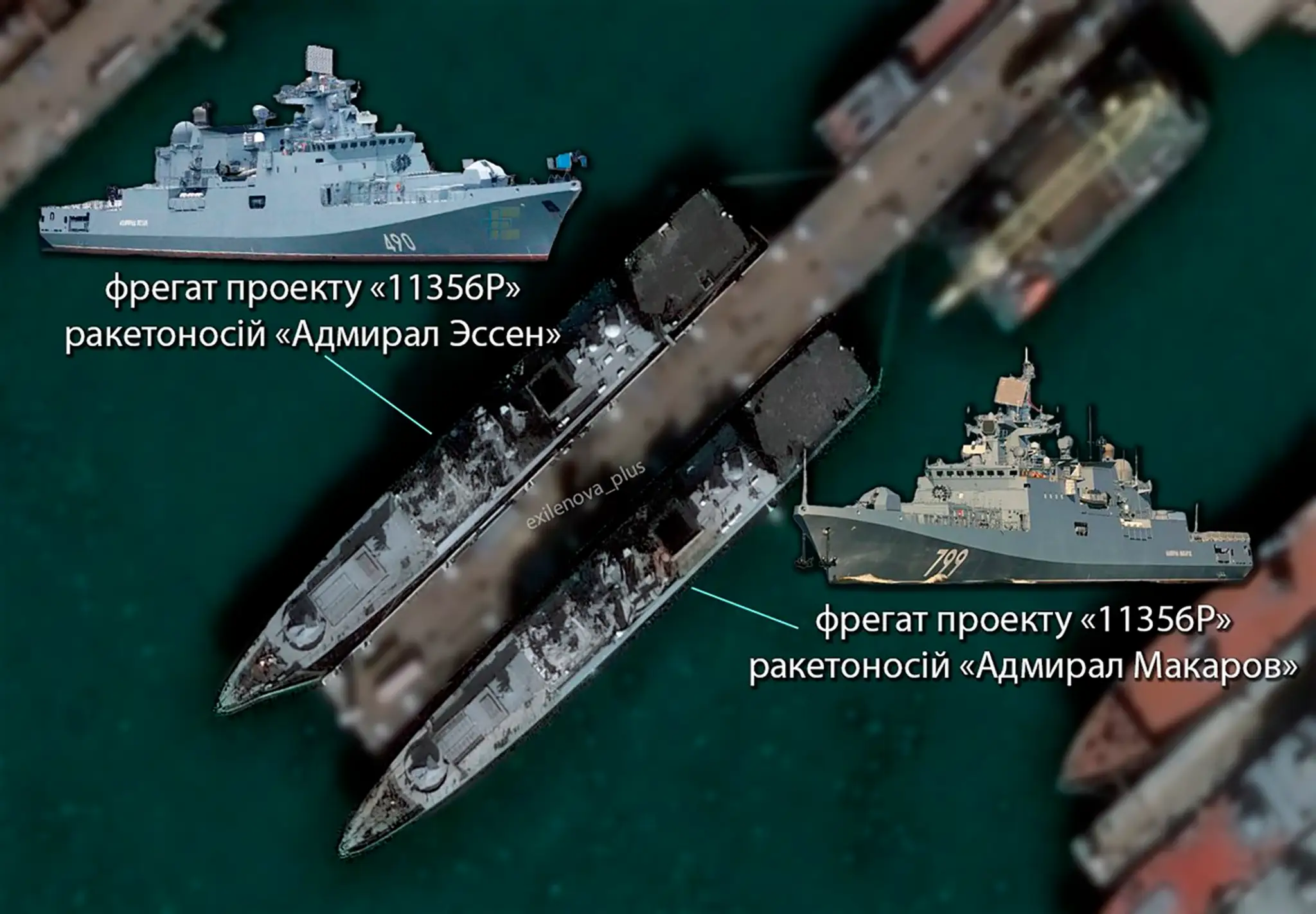 Ukrajina pri útoku na pristav Novorossijsk poškodila ruské fregaty Admirál Essen a Admirál Makarov.