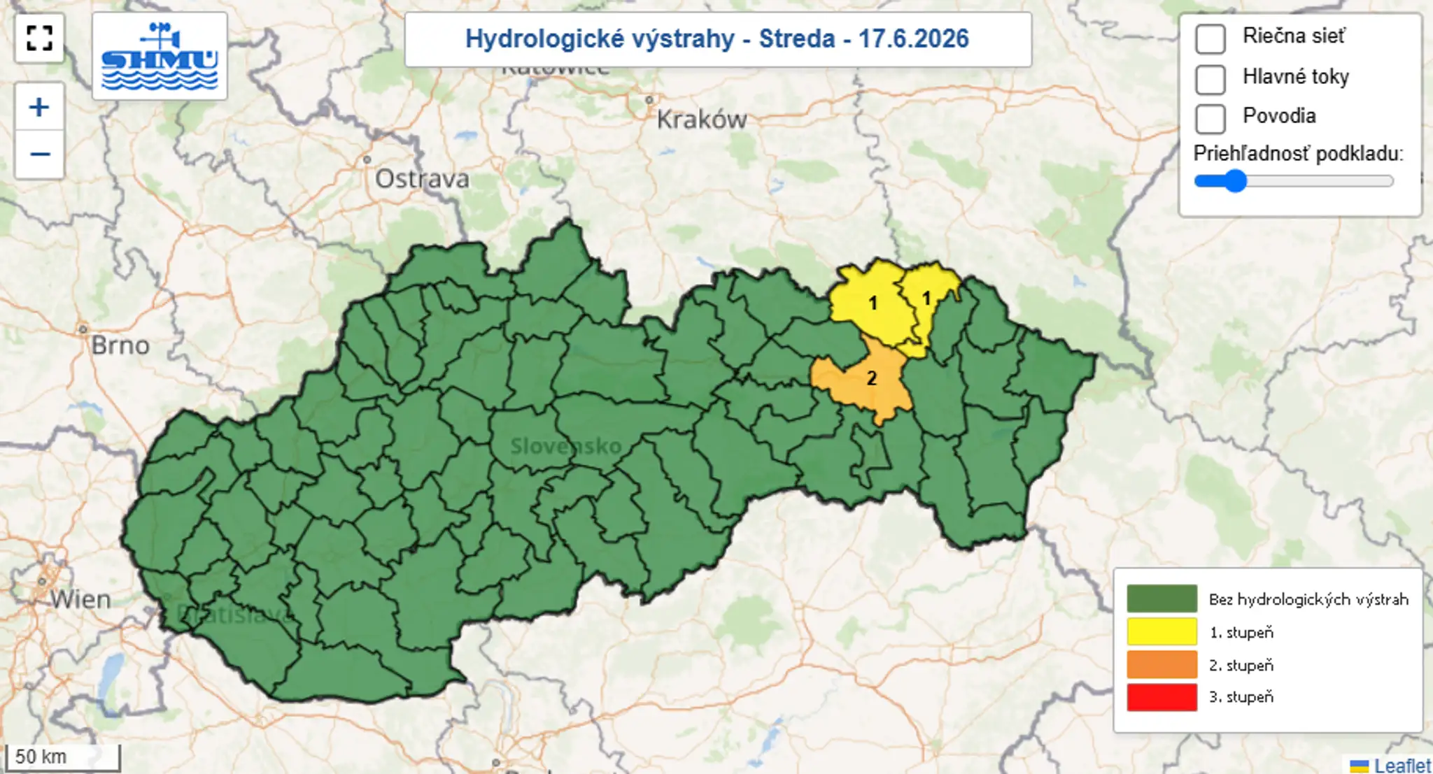 Výstrahy pred povodňami.
