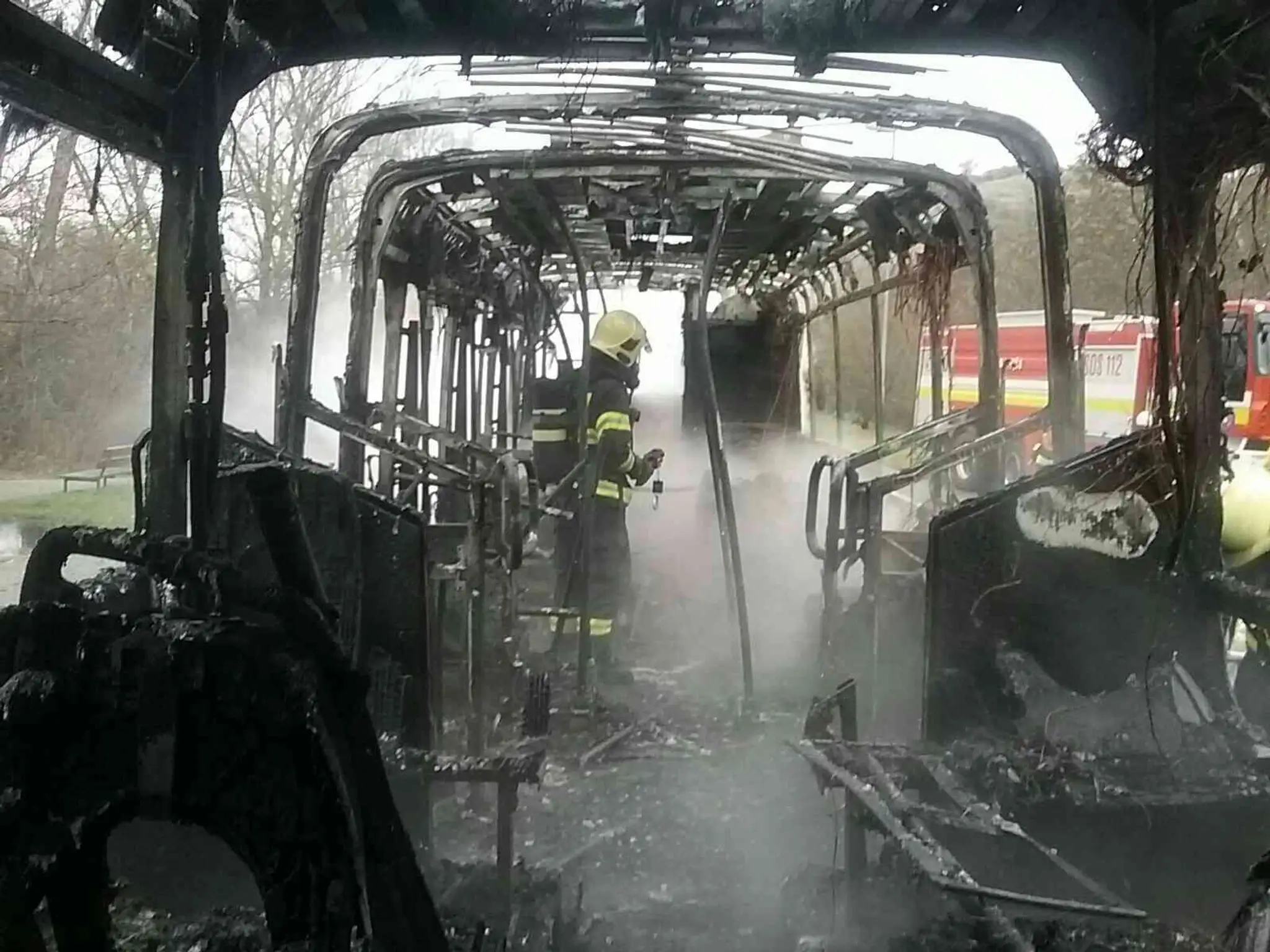 Požiar autobusu MHD v Bratislave.