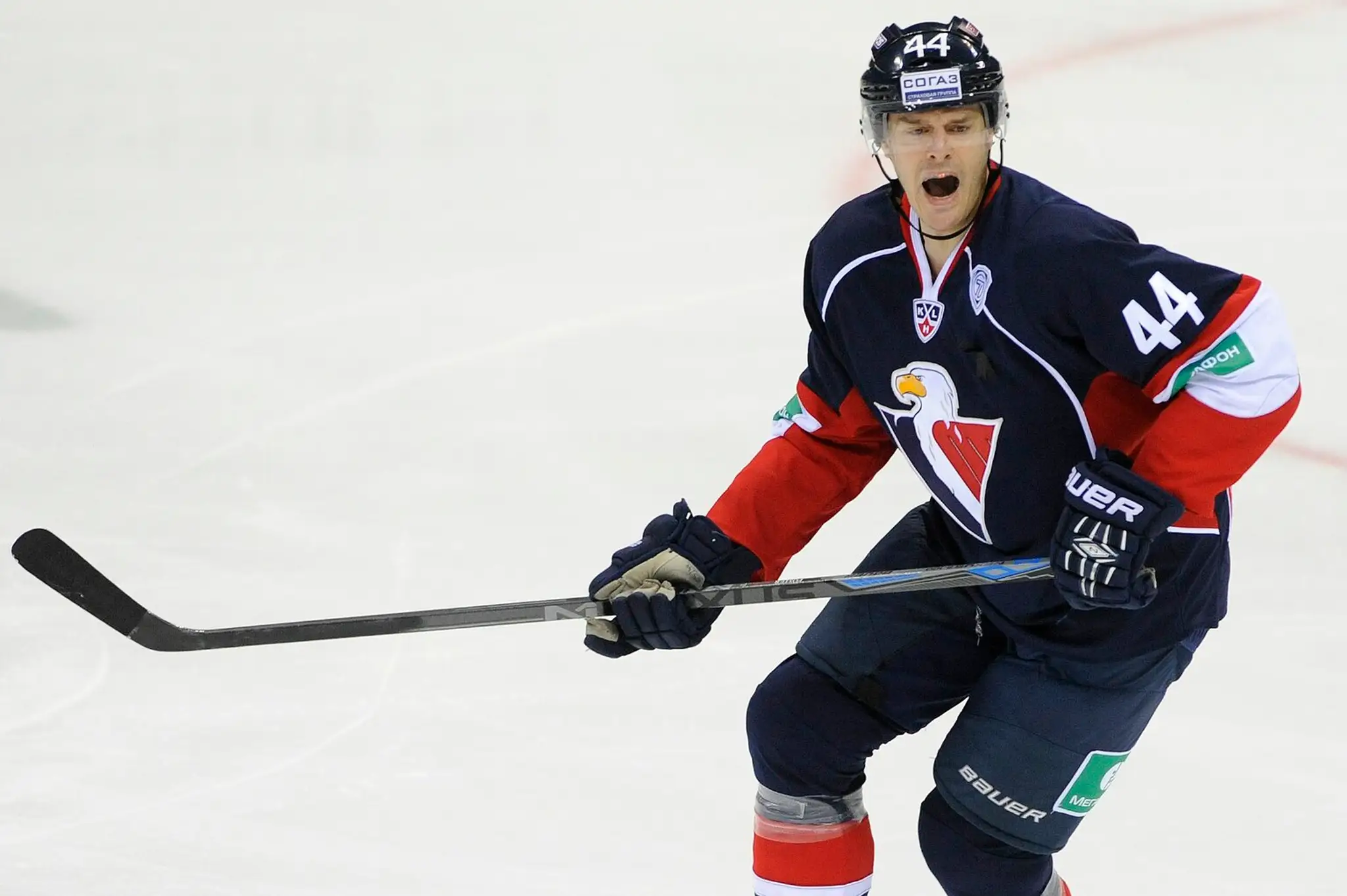 Kurtis Foster (Slovan) v stretnutí KHL HC Slovan Bratislava - Severstaľ Čerepovec