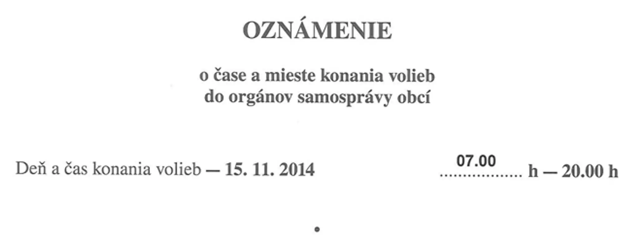 Oznámenie o konaní volieb