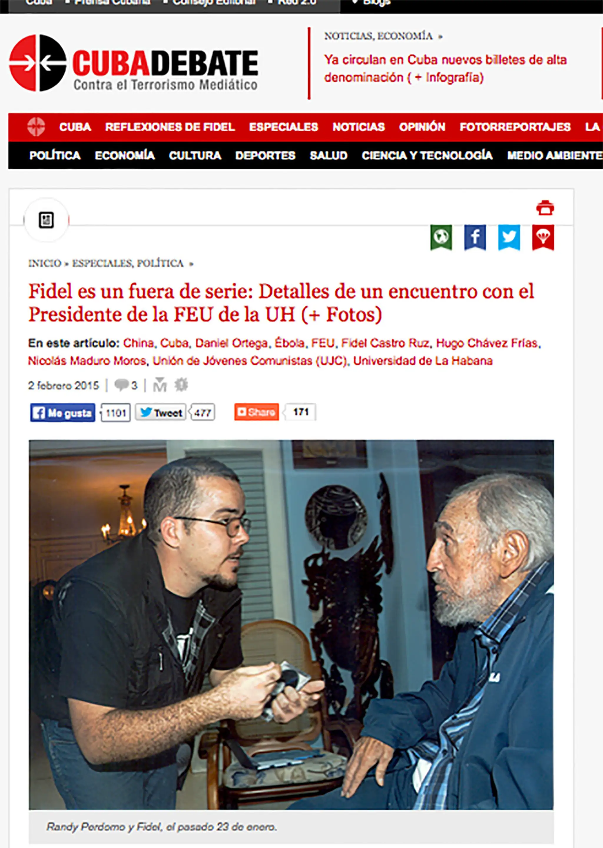 Fidel Castro pri konverzácii s vysokoškolským študentom.
