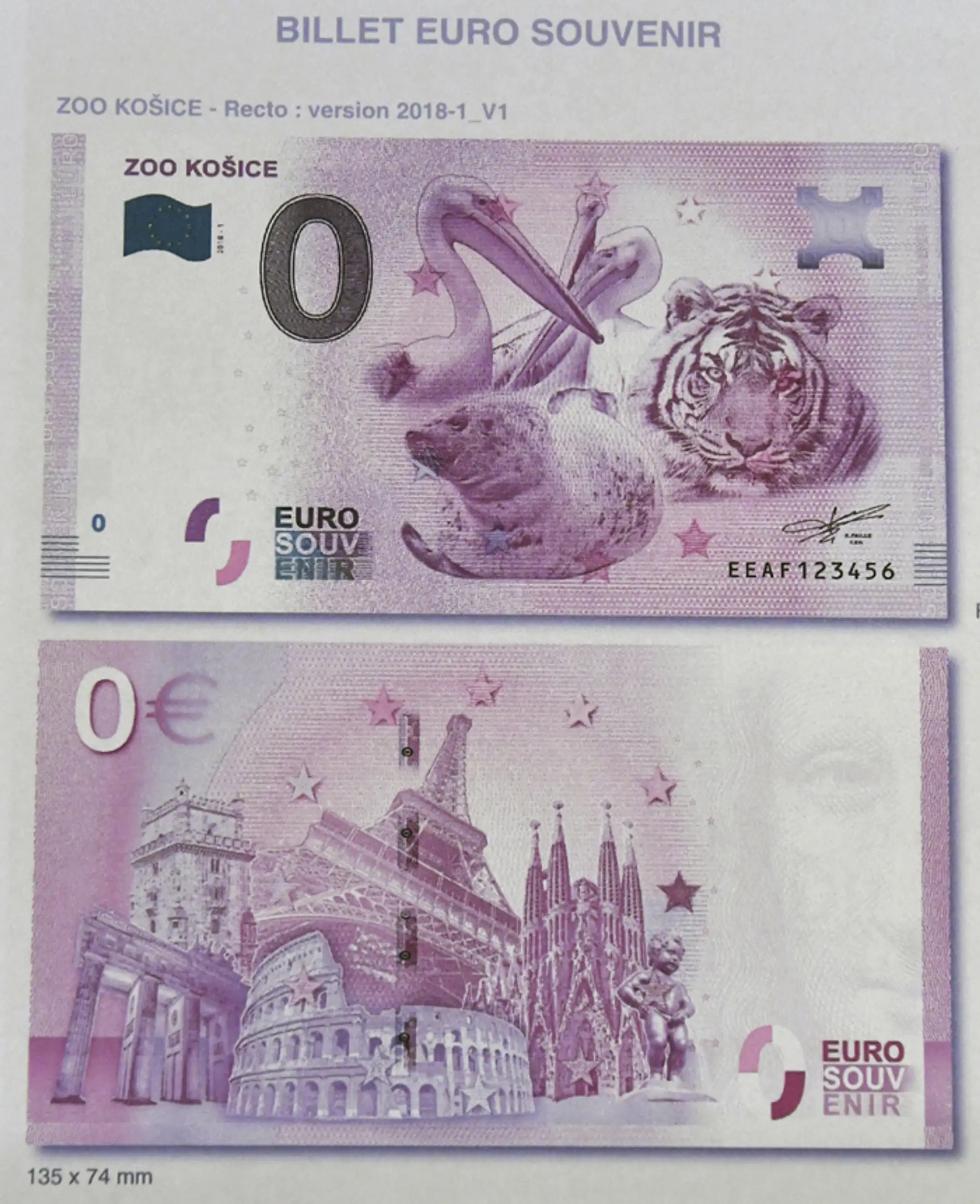 Návrh nulovej eurobankovky s témou košických dominánt.