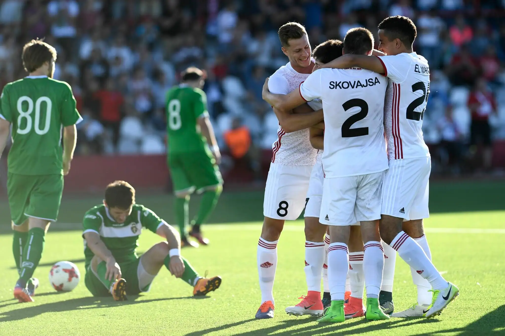 Trenčania sa tešia po piatom góle v prvom zápase 1. predkola Európskej ligy proti FC Kutaisi.