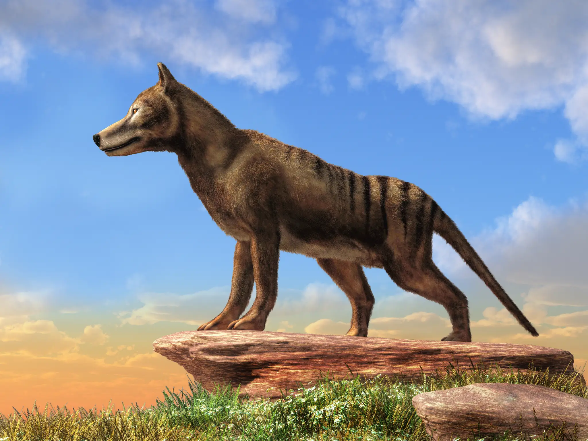 3D zobrazenie tasmánskeho tigra