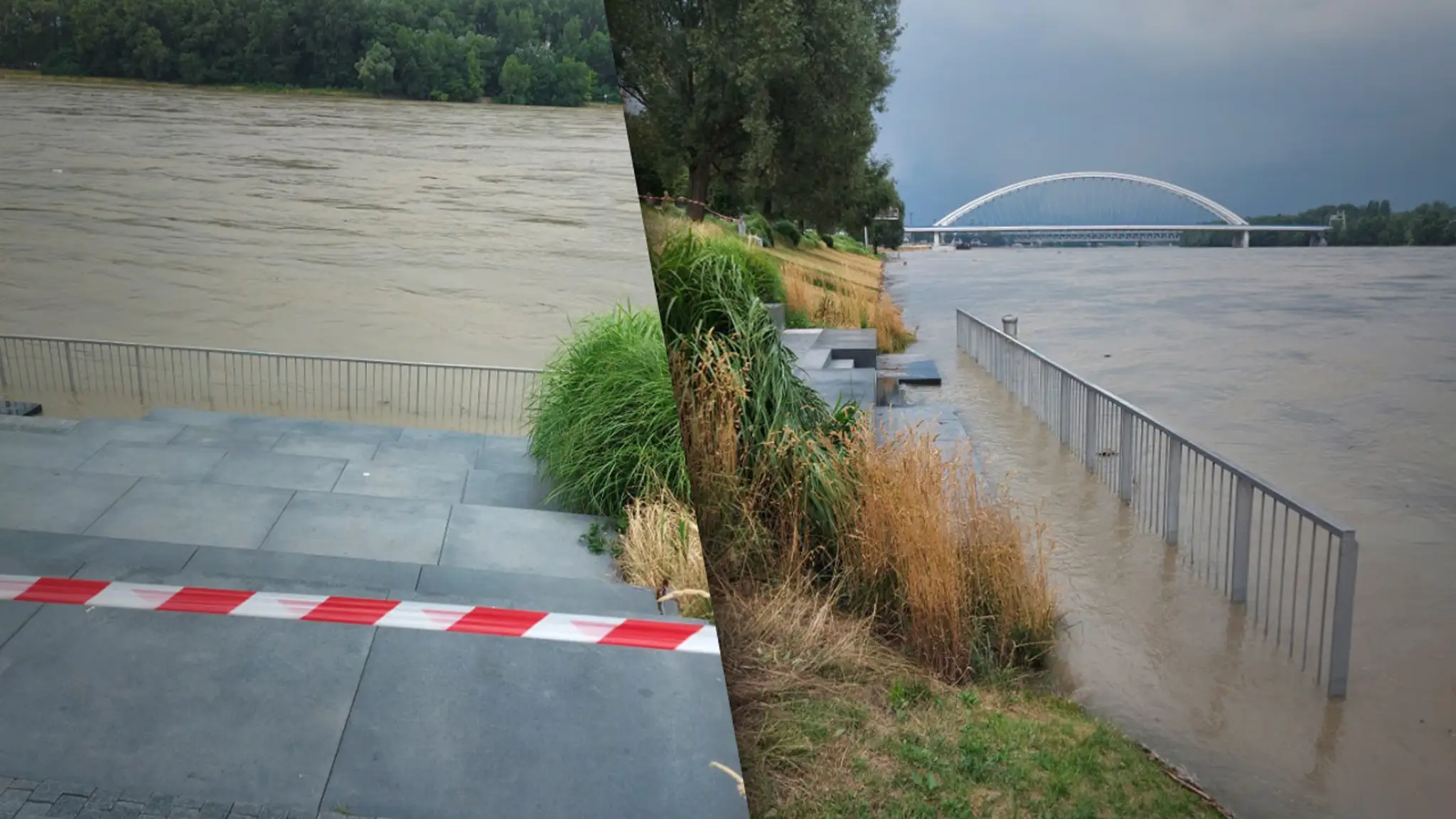 Hladina Dunaja pri nákupnom centre Eurovea.