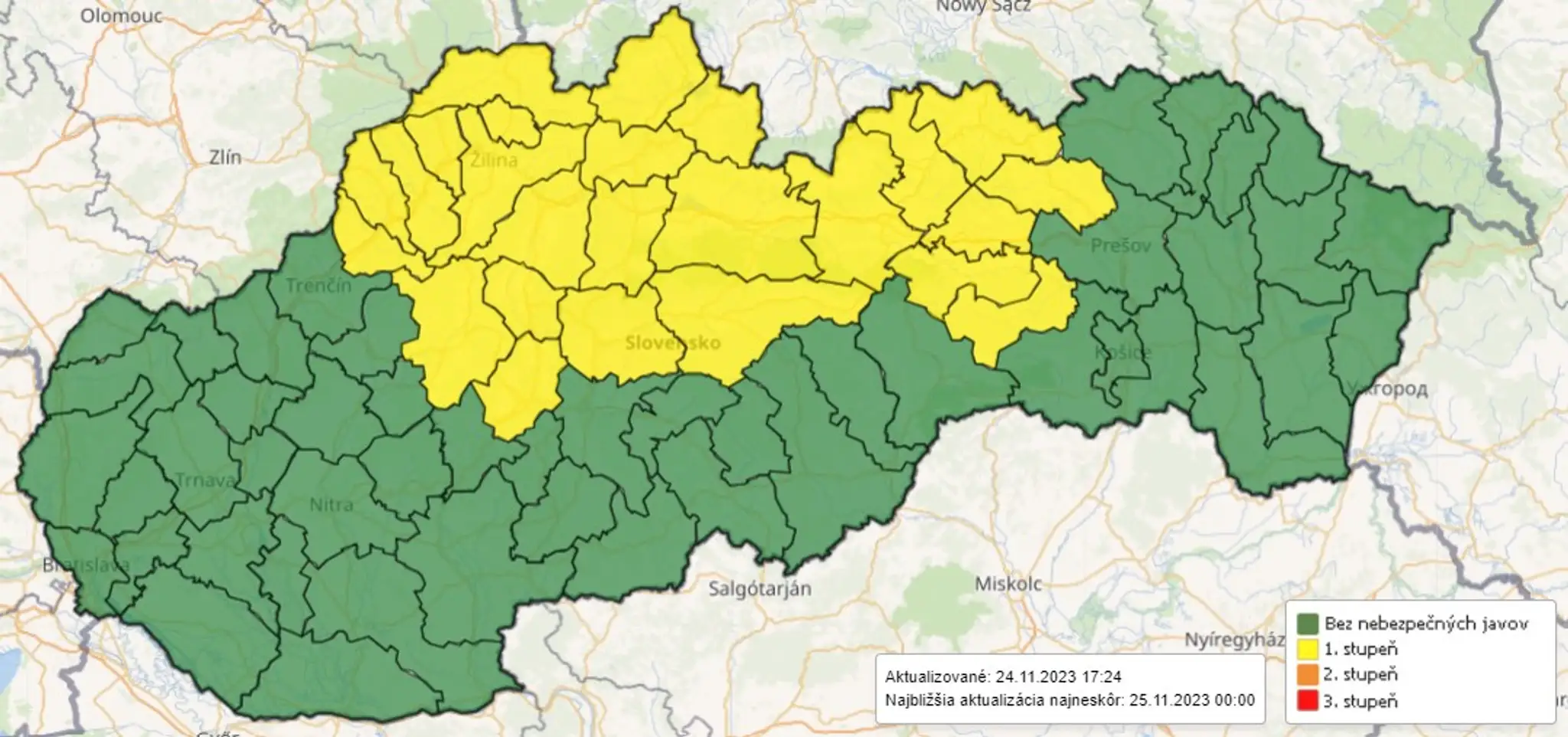 SHMÚ vydal výstrahy pred snehovými jazykmi, závejmi i poľadovicou. 