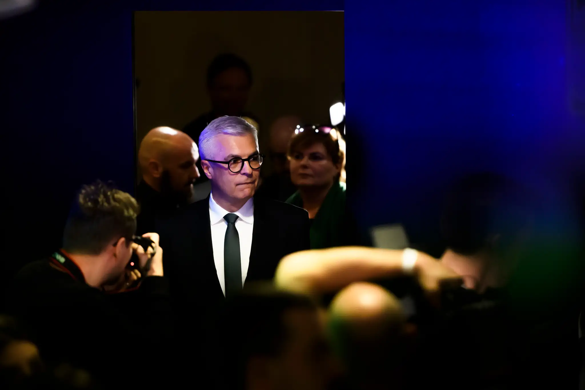 Kandidát na prezidenta SR Ivan Korčok reaguje na predbežné neoficiálne výsledky vo svojej volebnej centrále.
