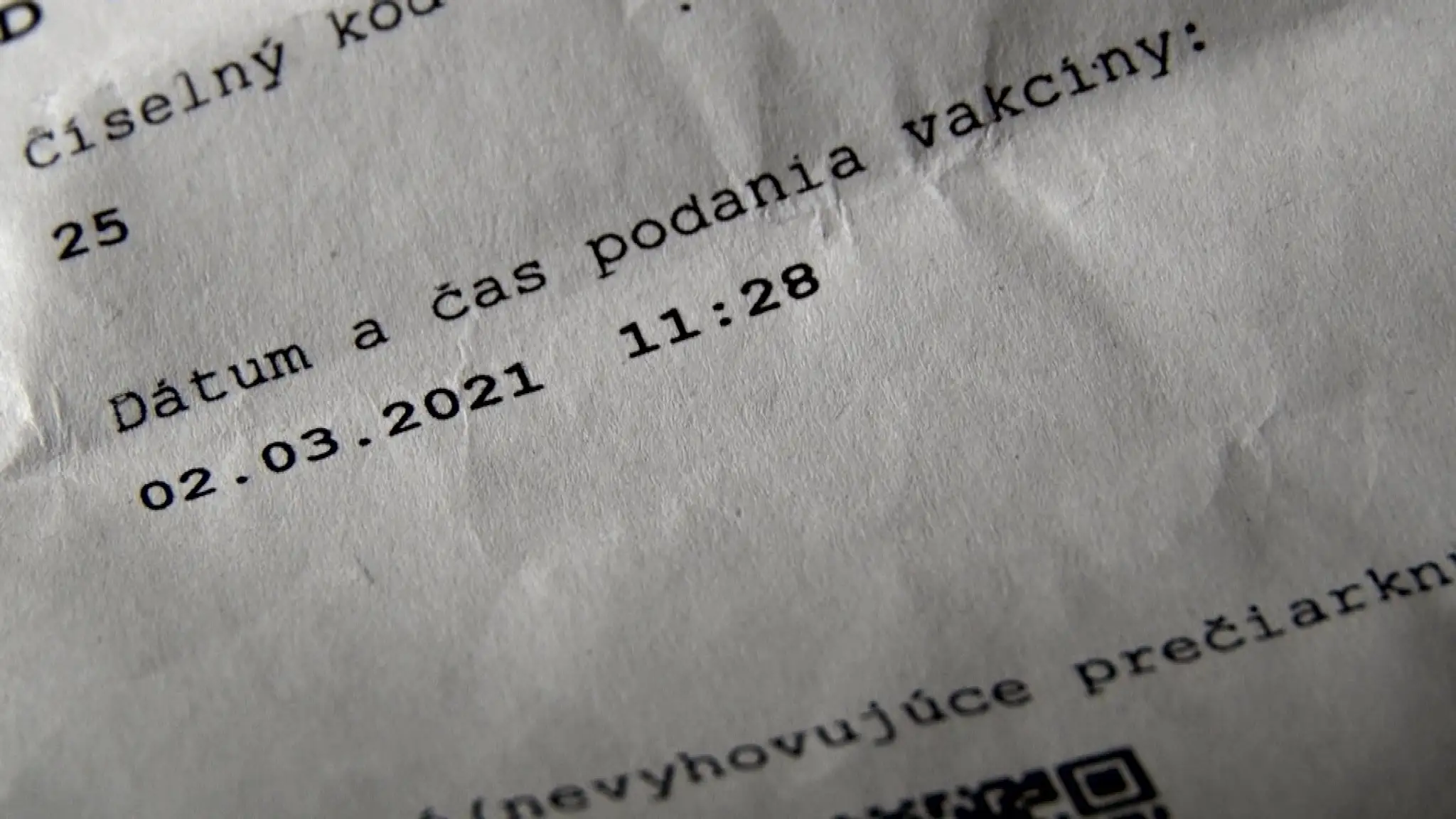 Dátum s očkovaním.