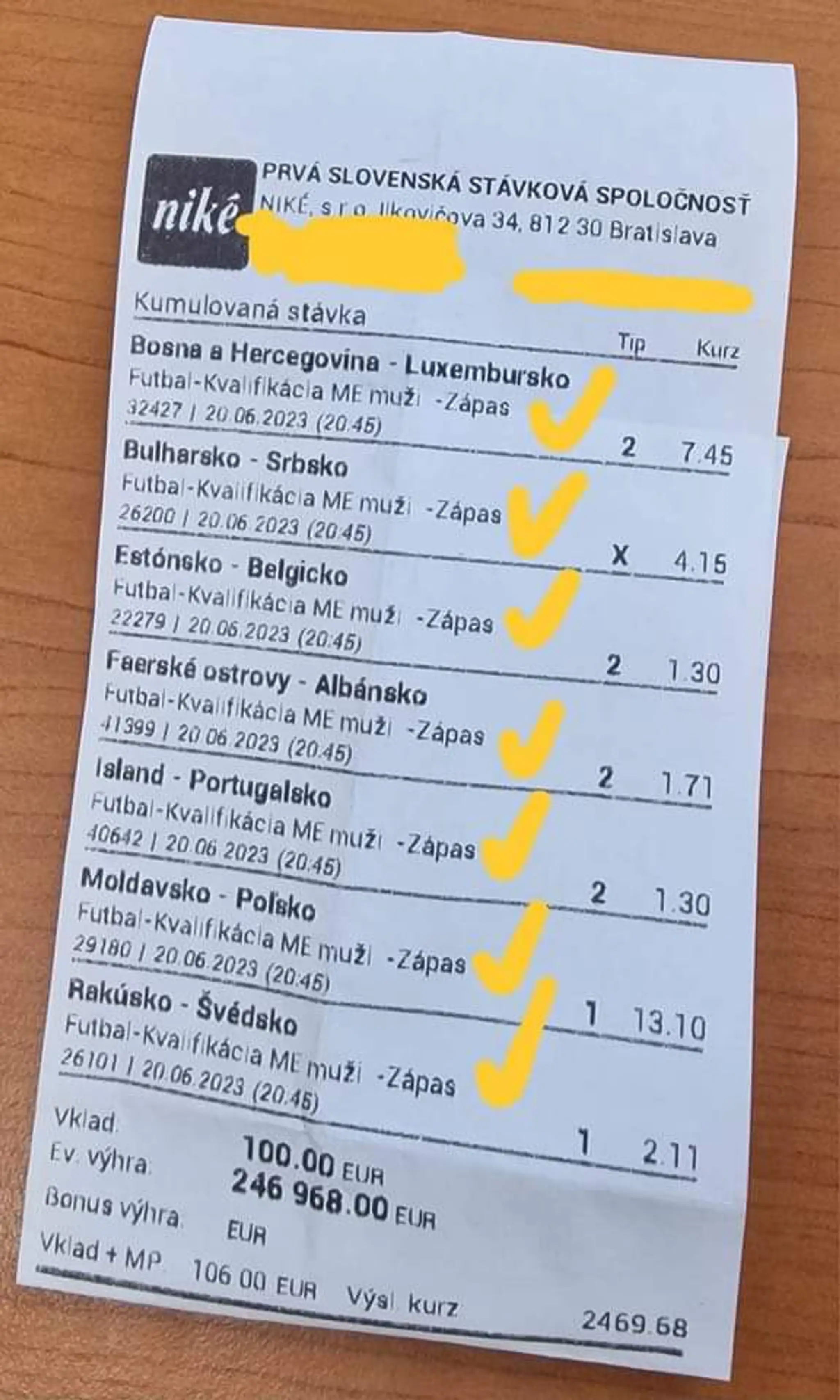 Podaný tiket, ktorý urobil majiteľa bohatším o takmer 250-tisíc eur.